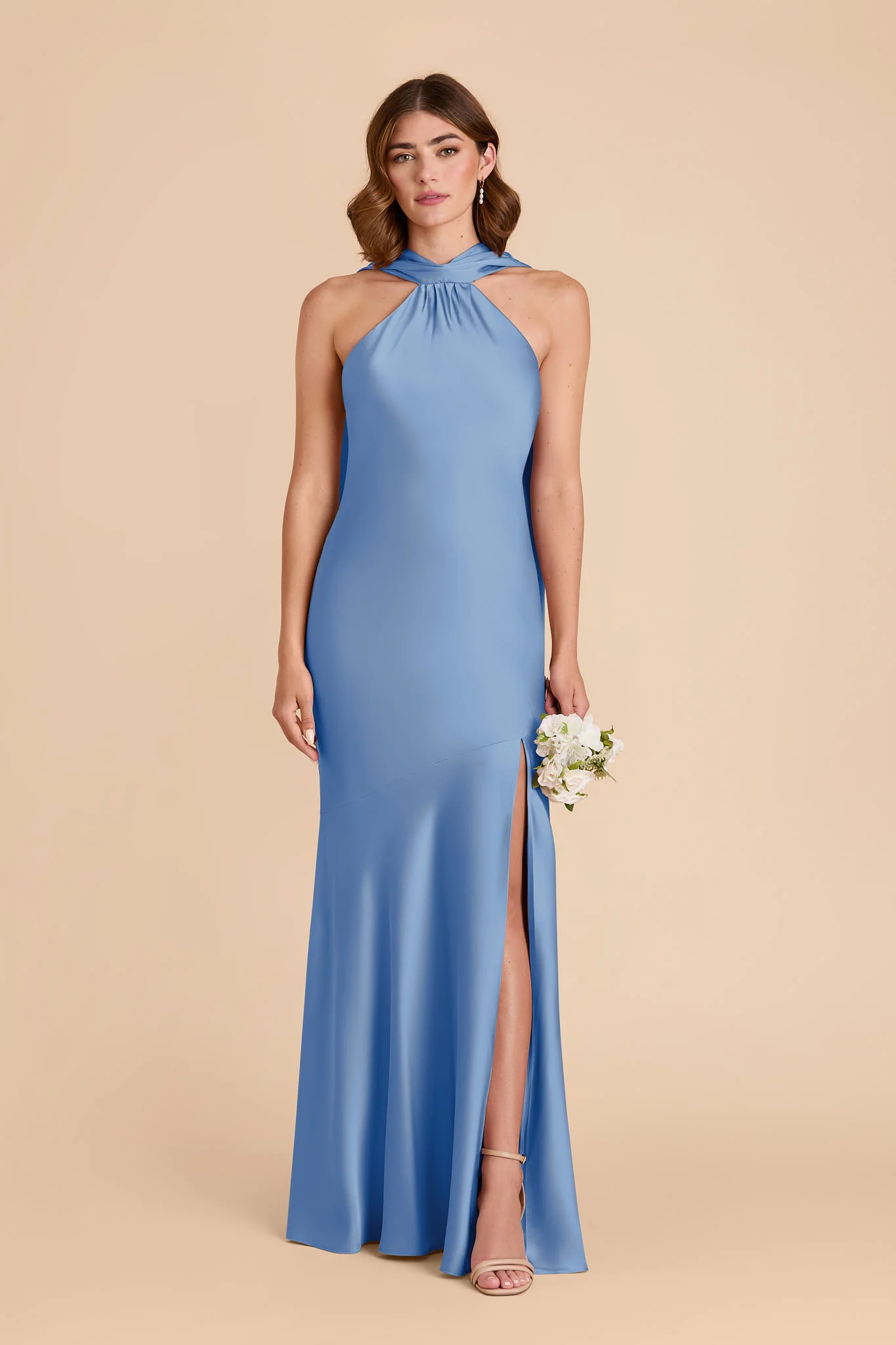 Eileen Matte Satin Dress - Bluebell