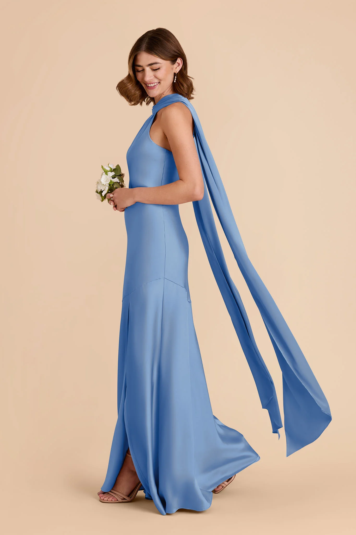 Eileen Matte Satin Dress - Bluebell - Image 3