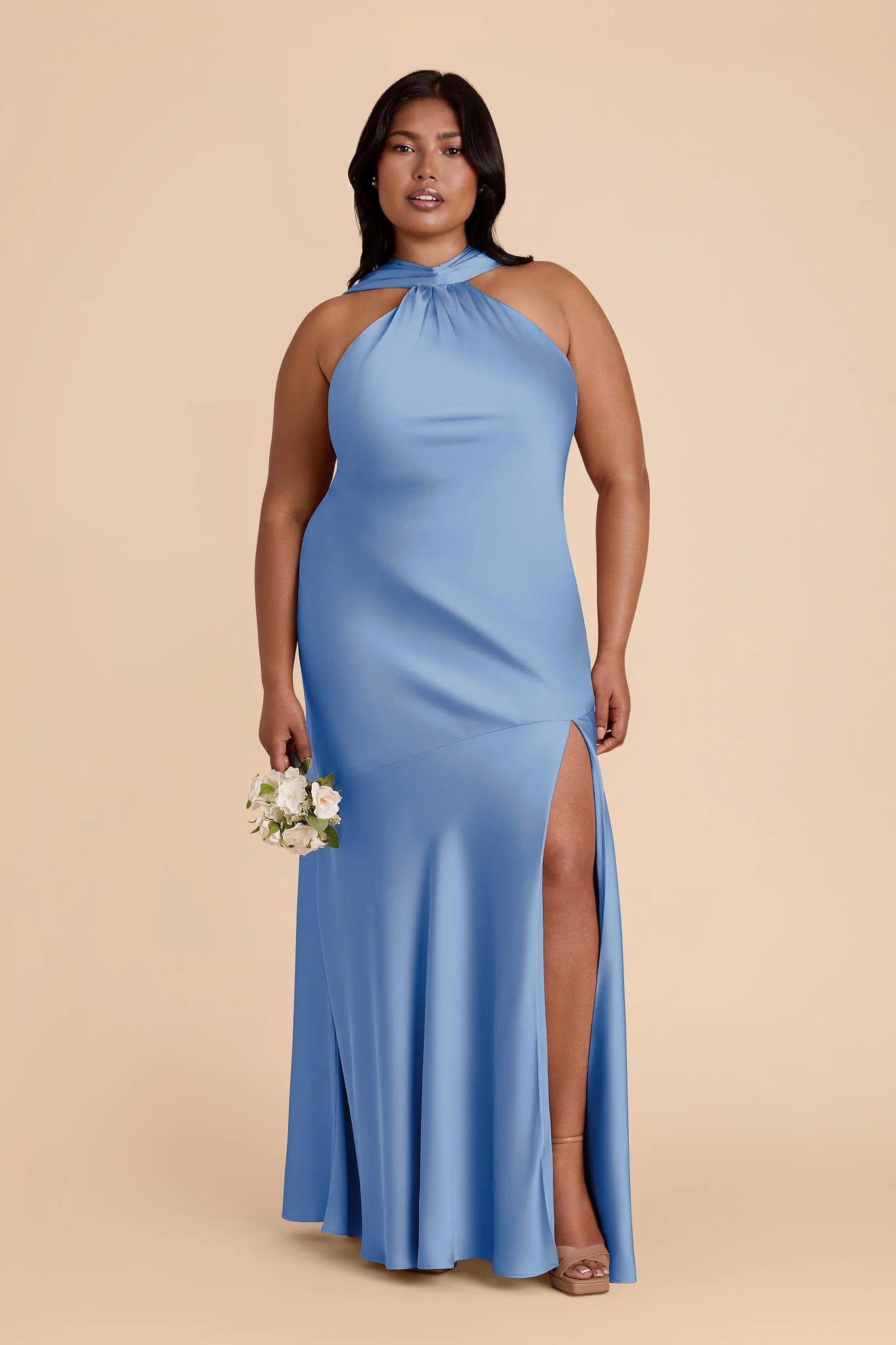 Eileen Matte Satin Dress - Bluebell - Image 6