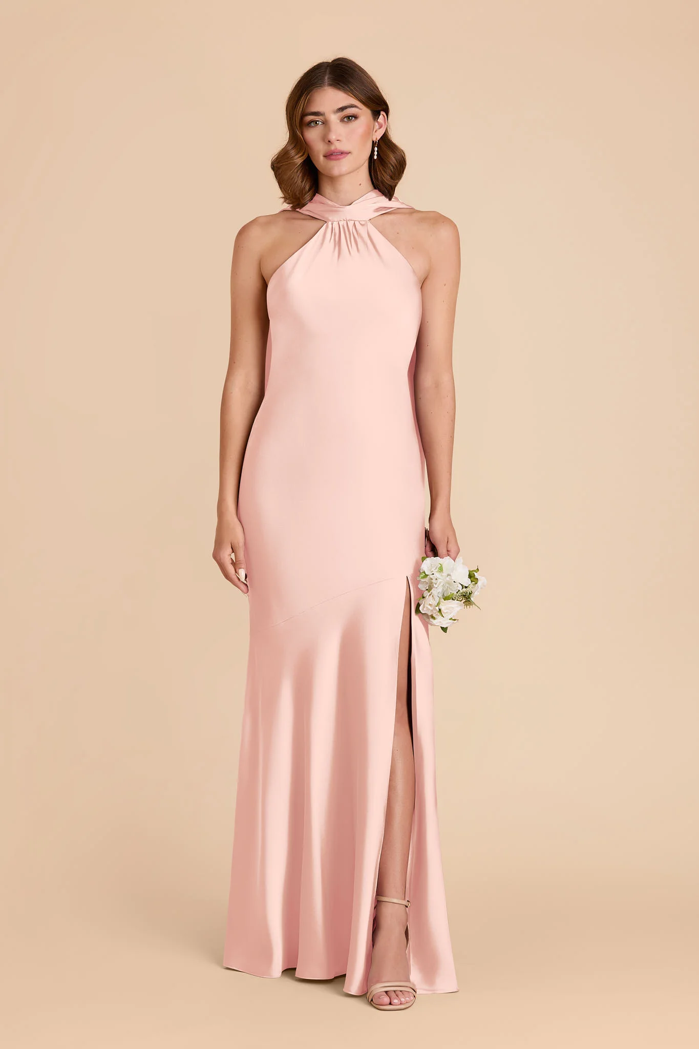 Eileen Matte Satin Dress - Blush Pink