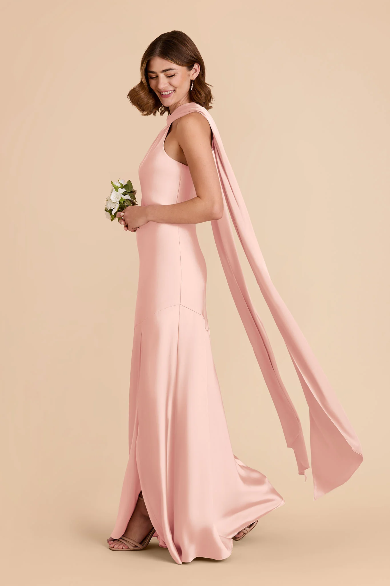 Eileen Matte Satin Dress - Blush Pink - Image 6