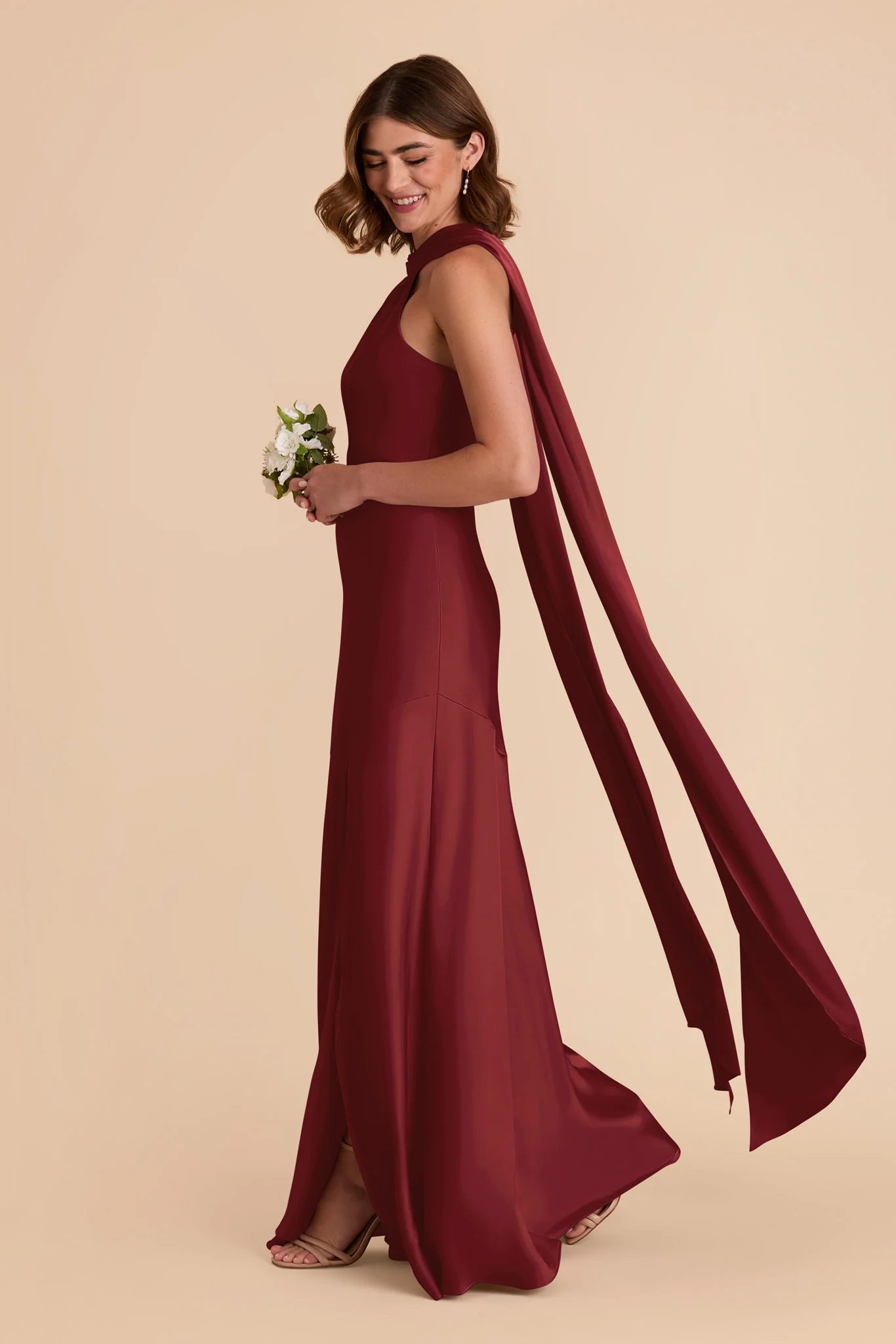 Eileen Matte Satin Dress - Burgundy - Image 3