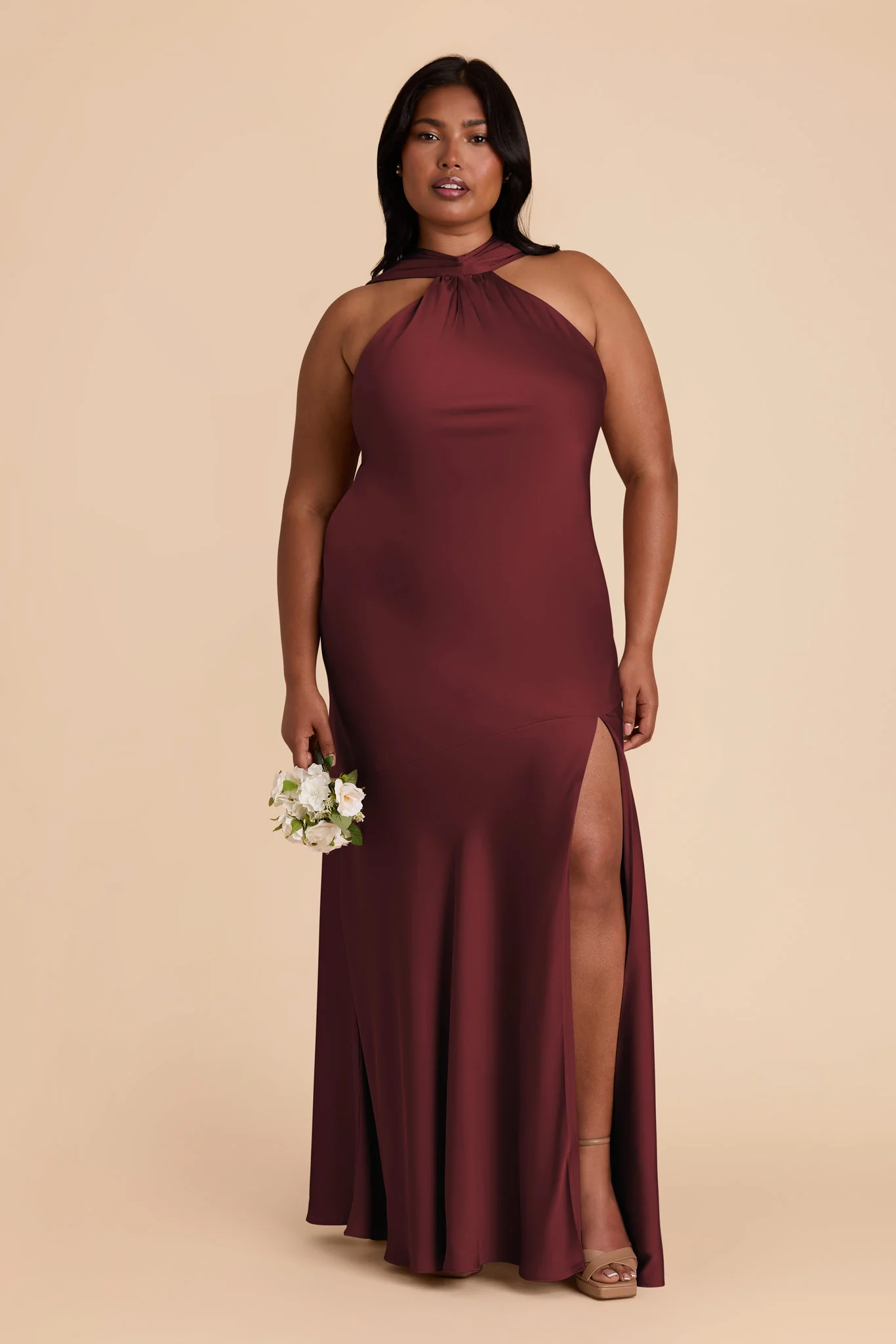 Eileen Matte Satin Dress - Cabernet - Image 3