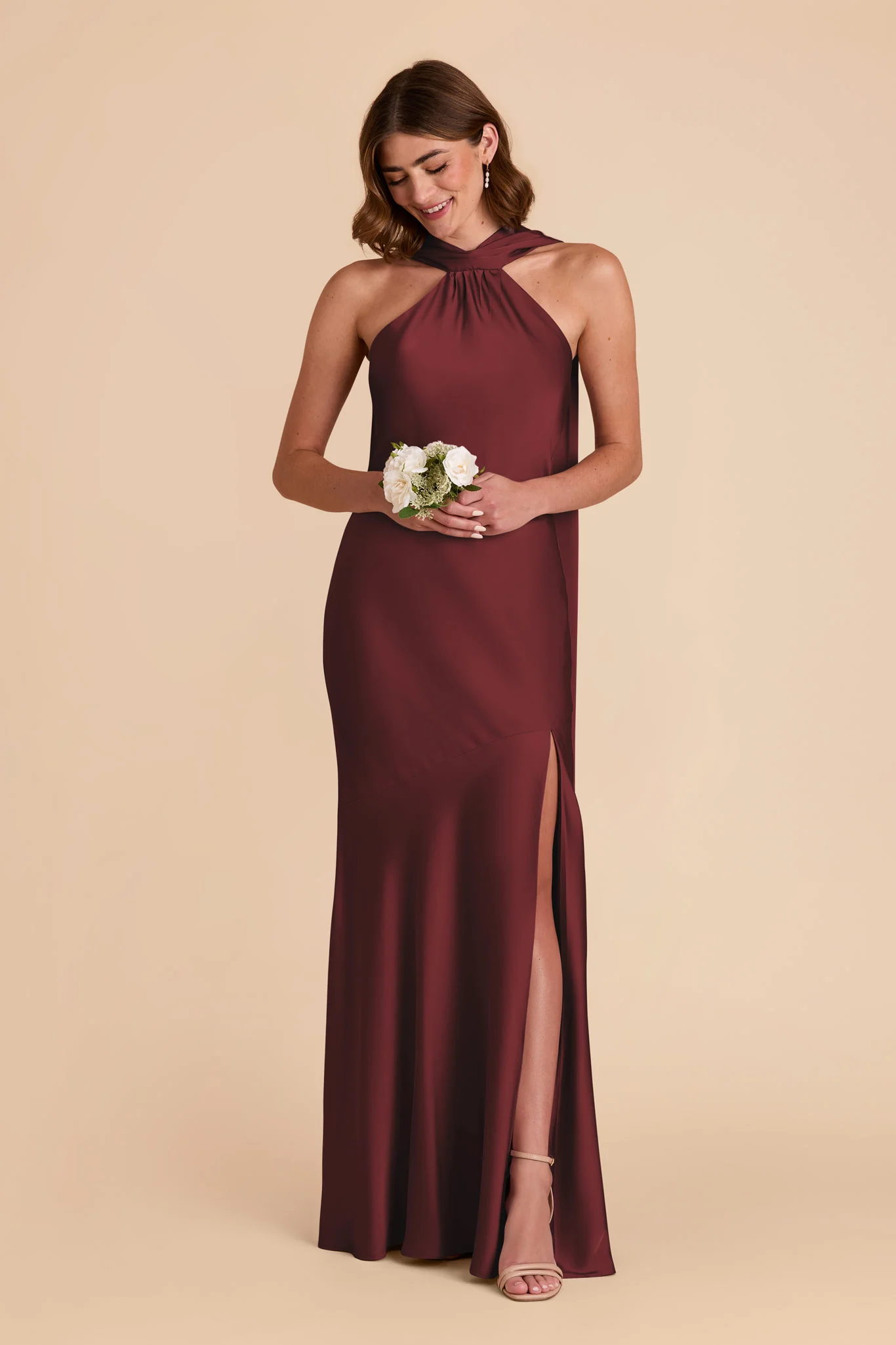 Eileen Matte Satin Dress - Cabernet - Image 4
