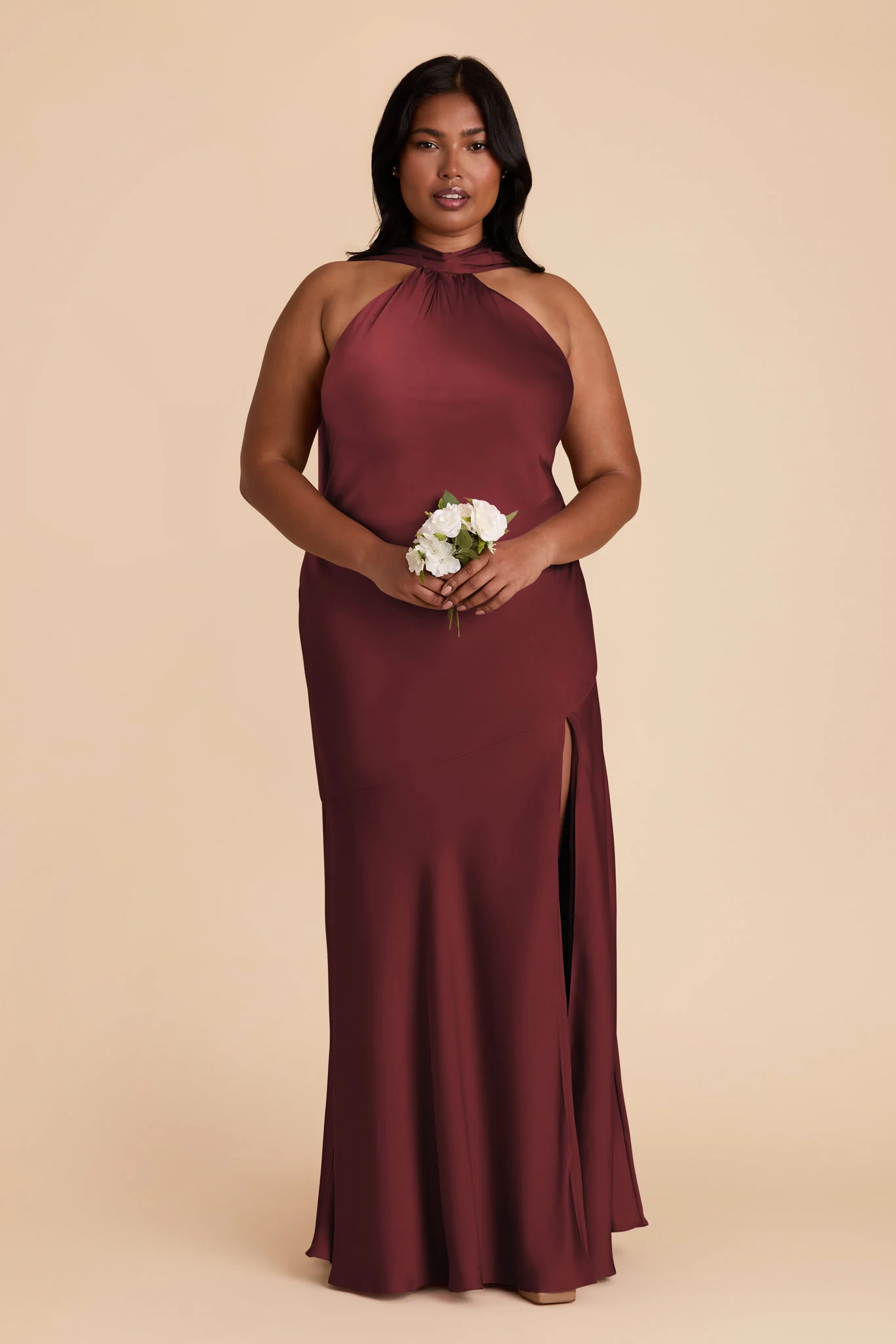 Eileen Matte Satin Dress - Cabernet - Image 7