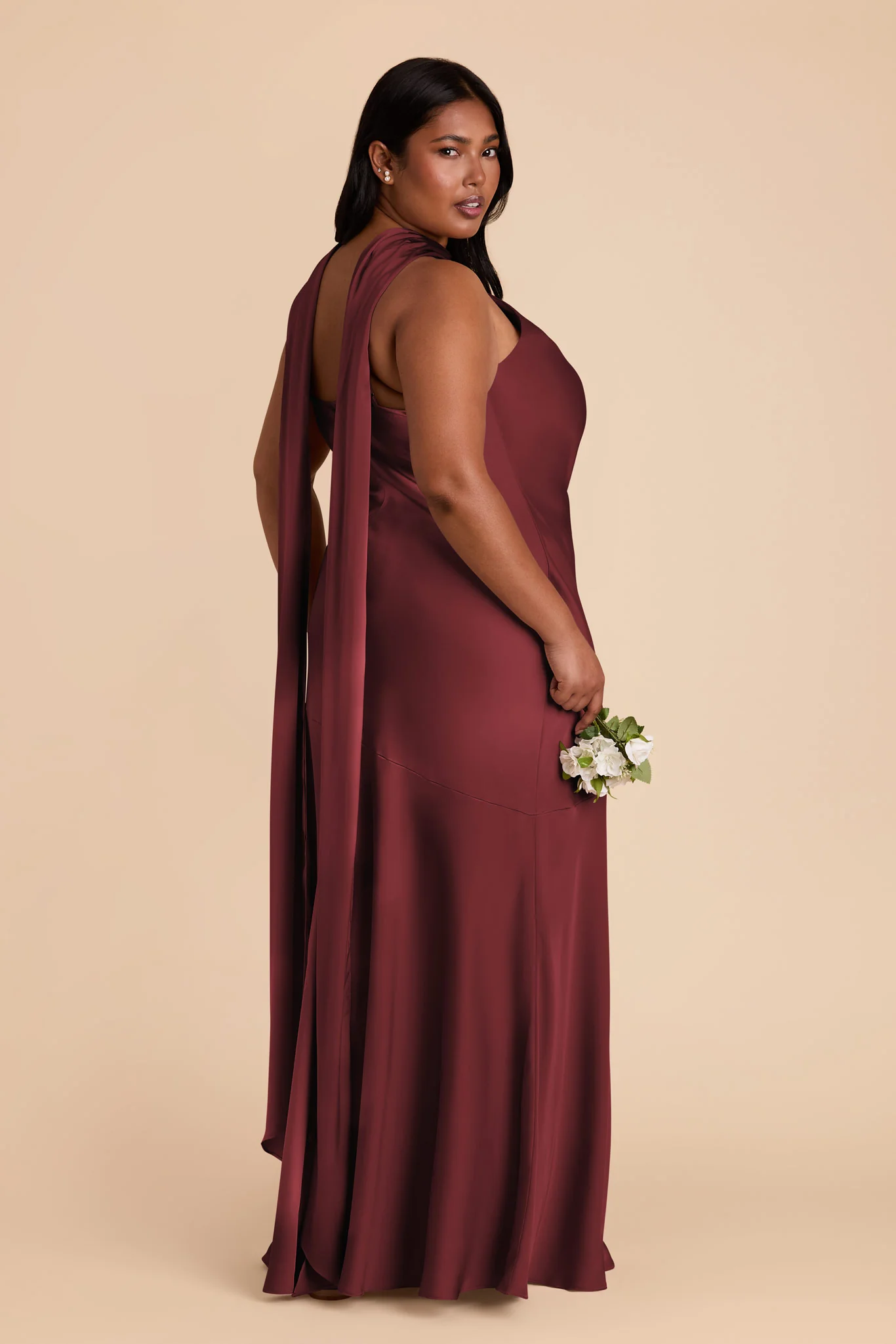 Eileen Matte Satin Dress - Cabernet - Image 8