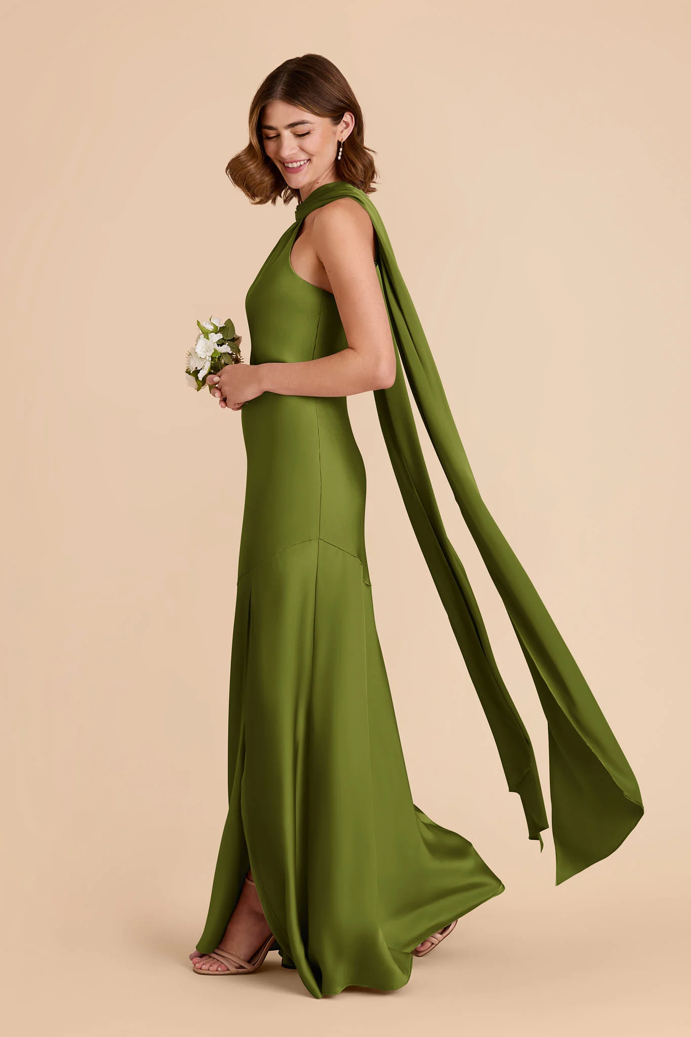 Eileen Matte Satin Dress - Cactus - Image 3