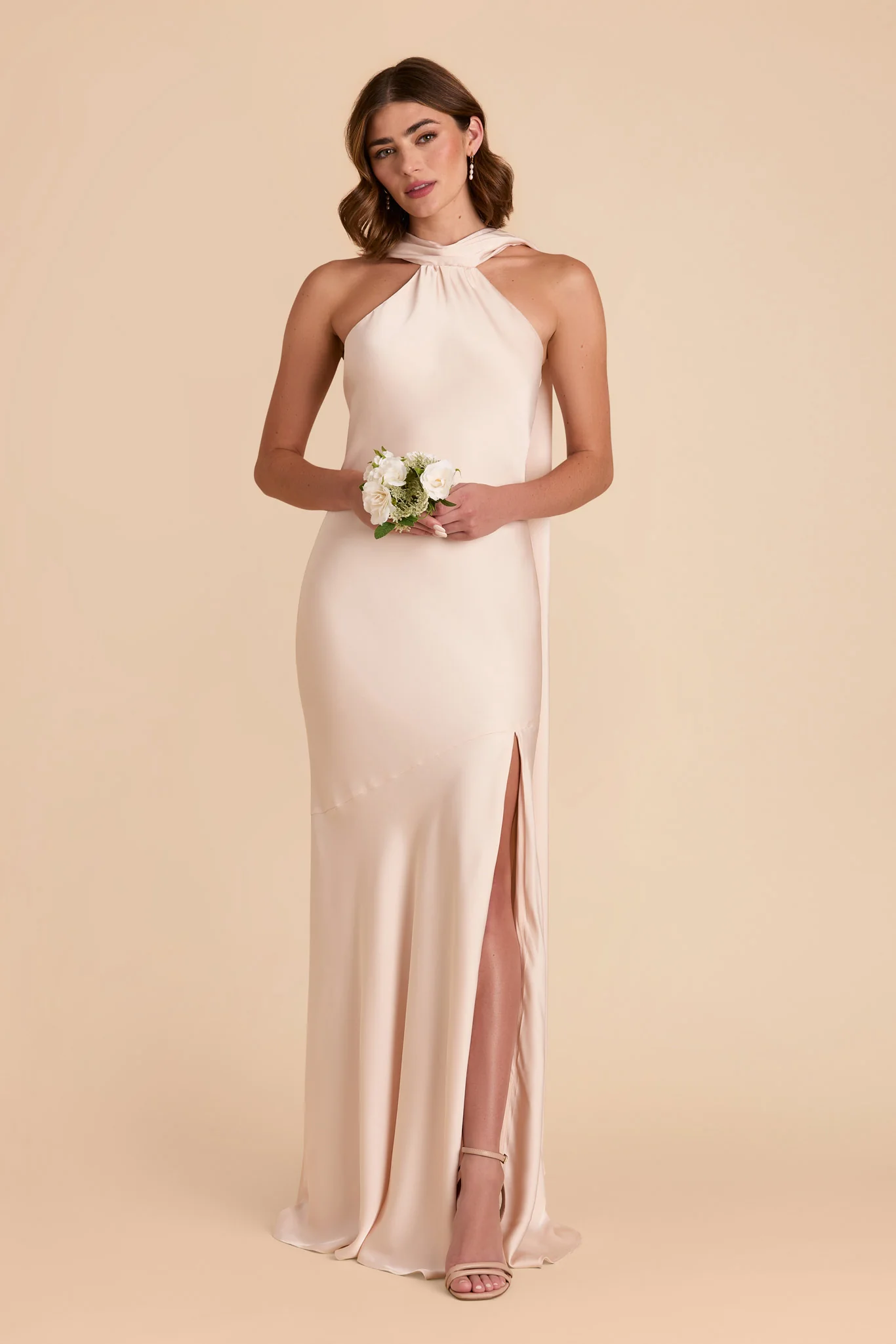 Eileen Matte Satin Dress - Champagne - Image 3