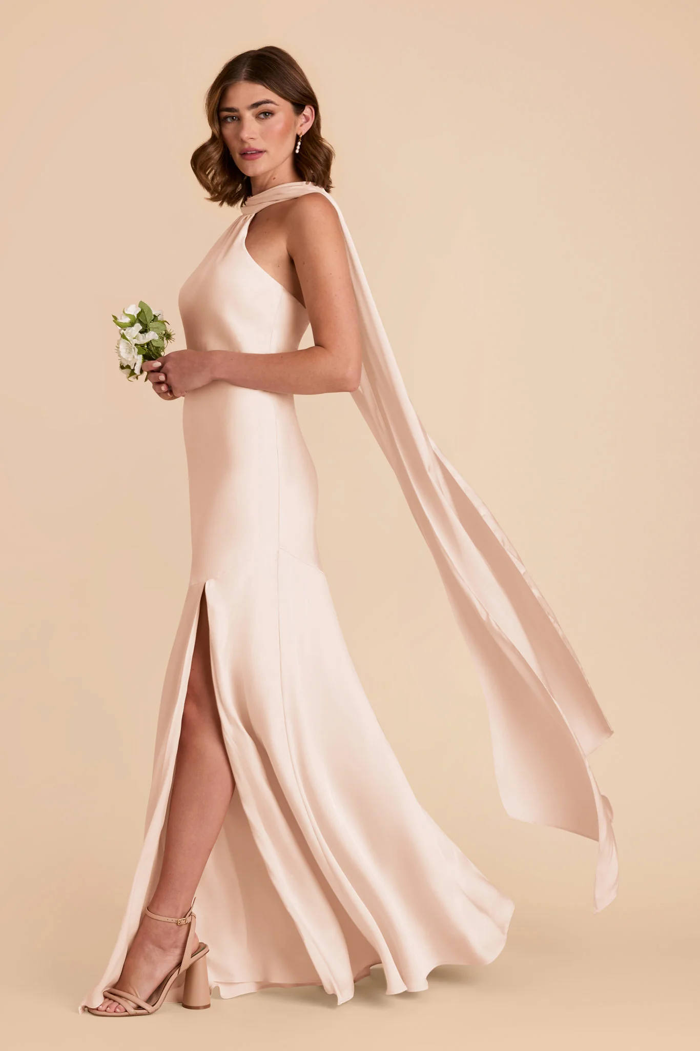 Eileen Matte Satin Dress - Champagne - Image 4