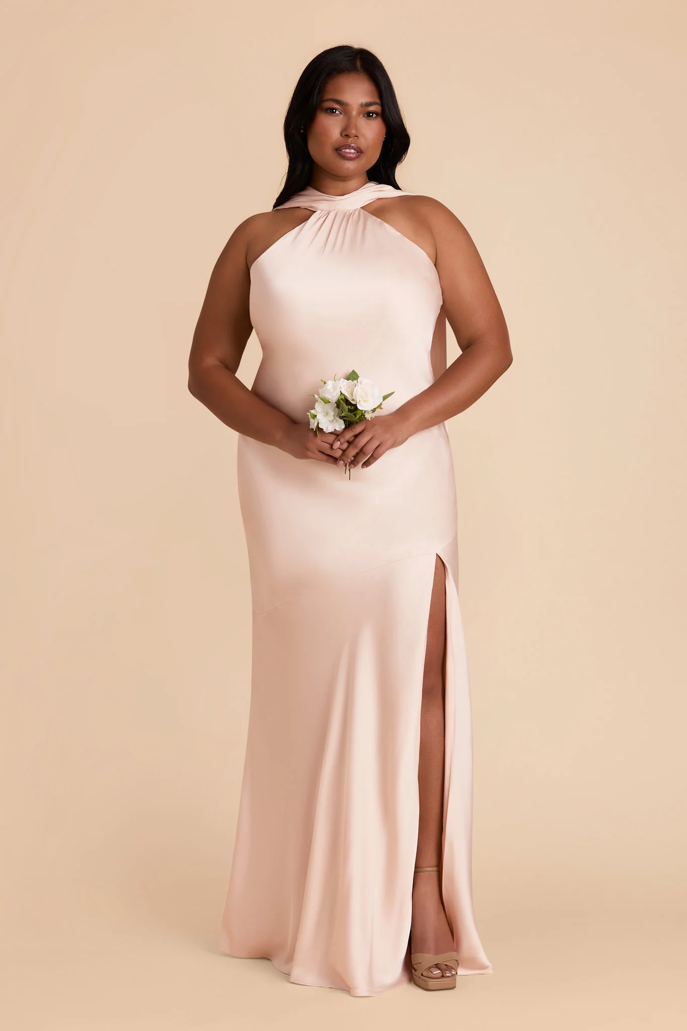 Eileen Matte Satin Dress - Champagne - Image 7