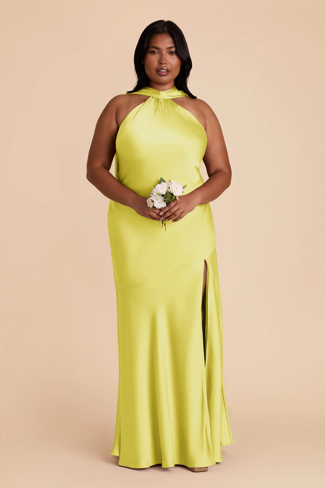 Eileen Matte Satin Dress - Chartreuse - Image 7