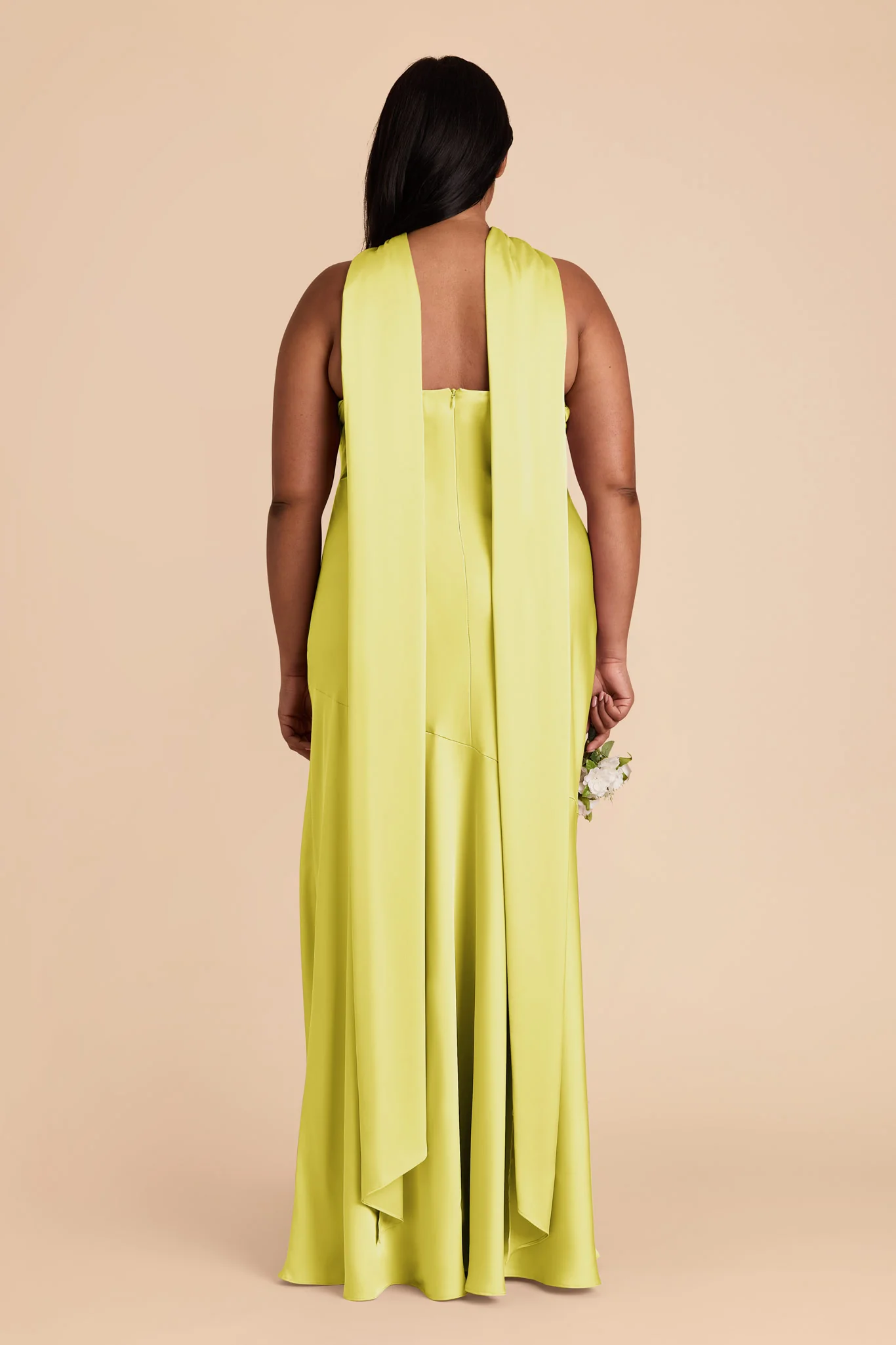 Eileen Matte Satin Dress - Chartreuse - Image 9