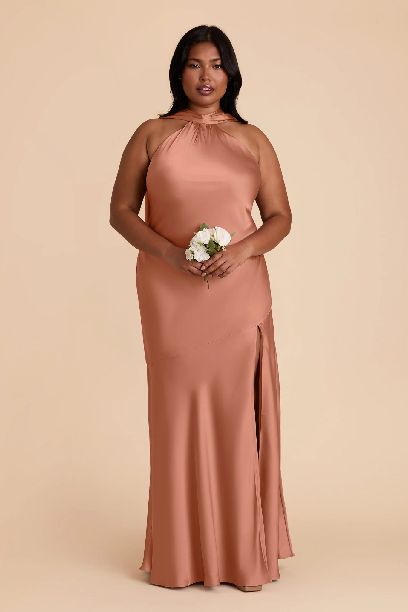Eileen Matte Satin Dress - Desert Rose - Image 7