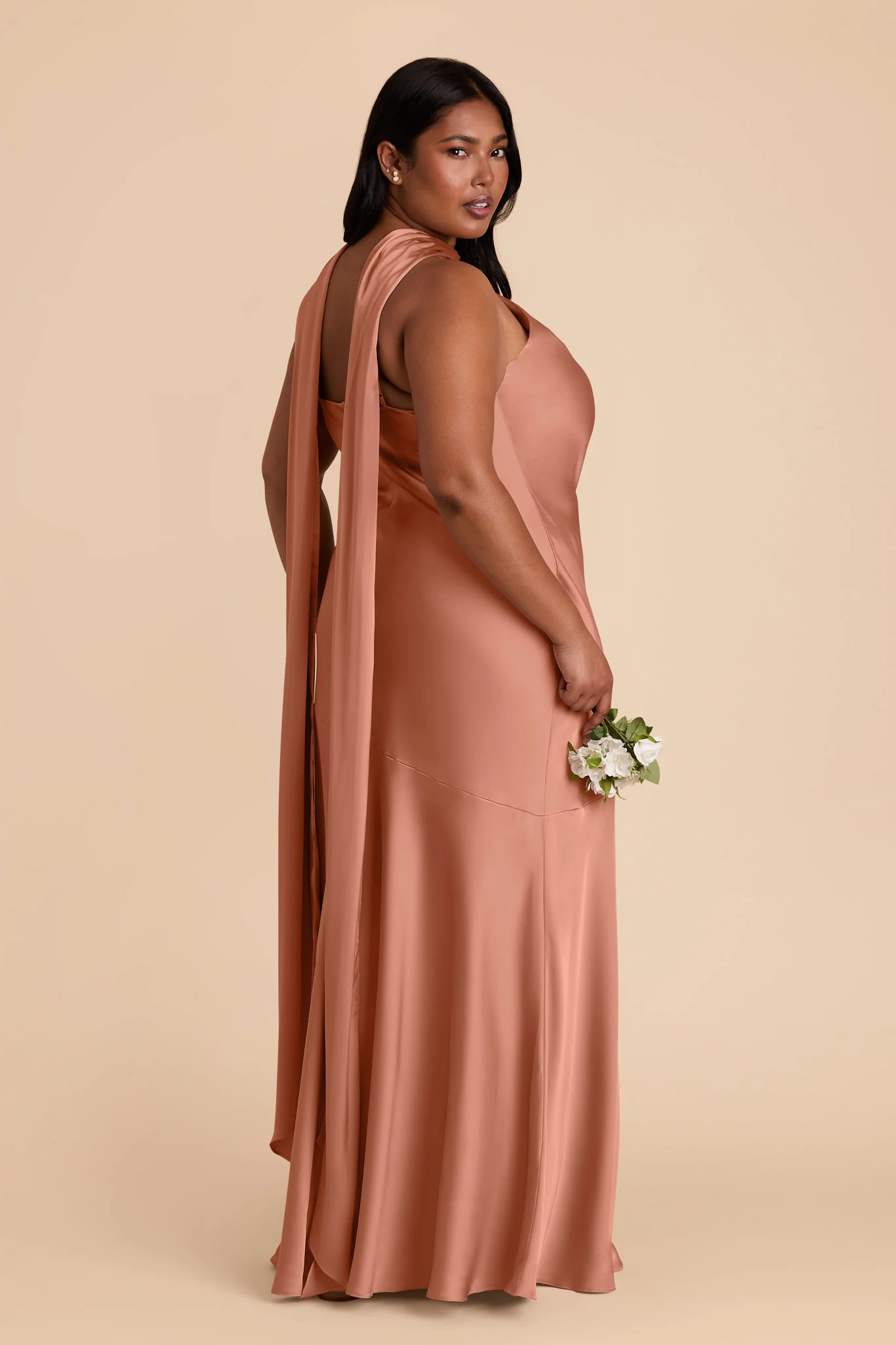 Eileen Matte Satin Dress - Desert Rose - Image 8