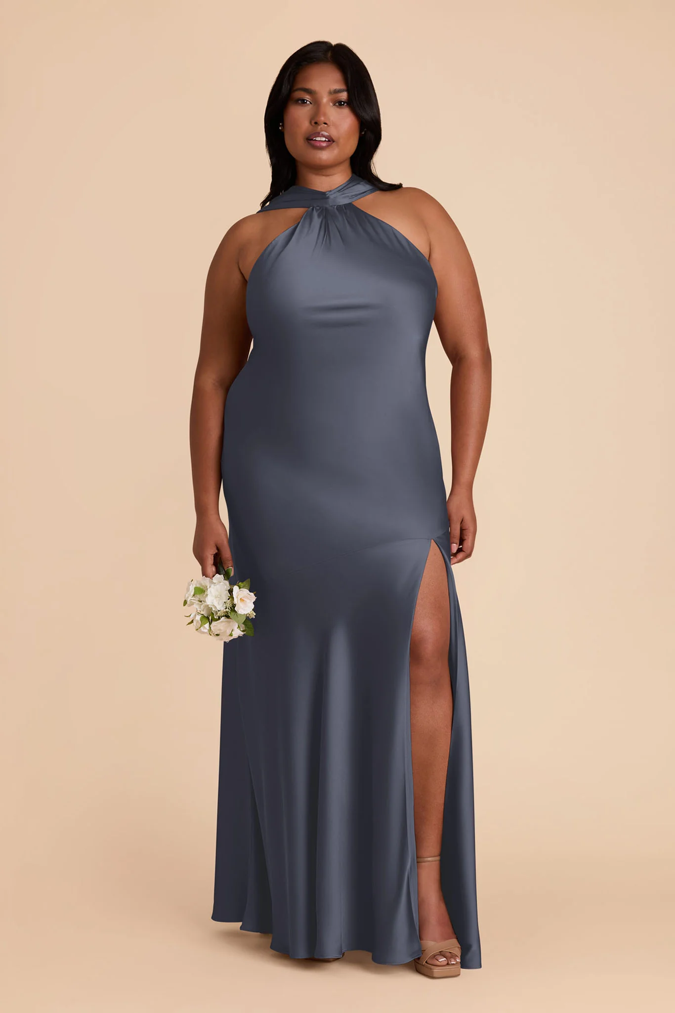 Eileen Matte Satin Dress - Dusk Blue - Image 6