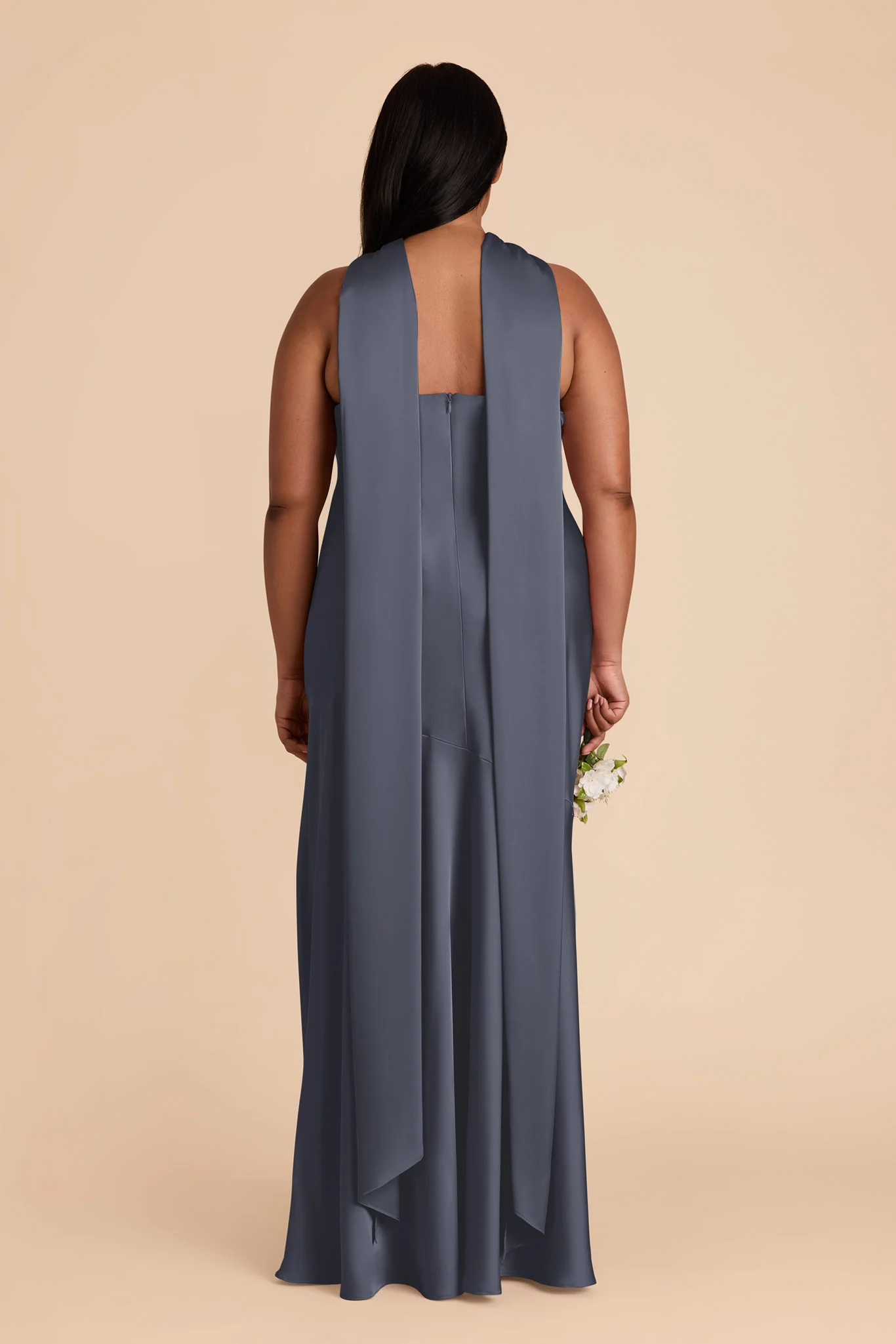 Eileen Matte Satin Dress - Dusk Blue - Image 9