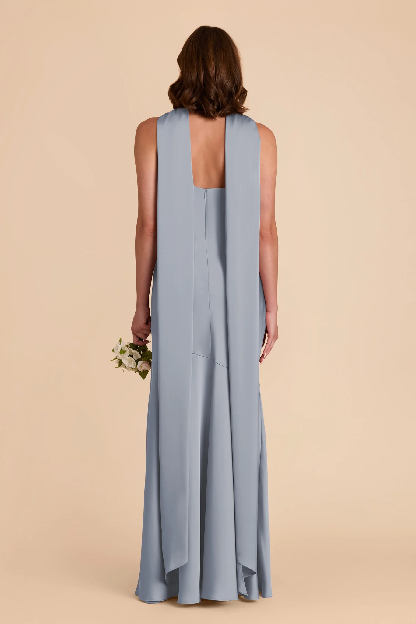 Eileen Matte Satin Dress - Dusty Blue - Image 6