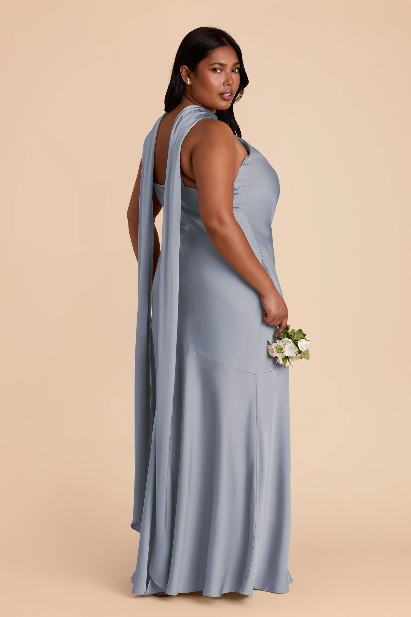 Eileen Matte Satin Dress - Dusty Blue - Image 8