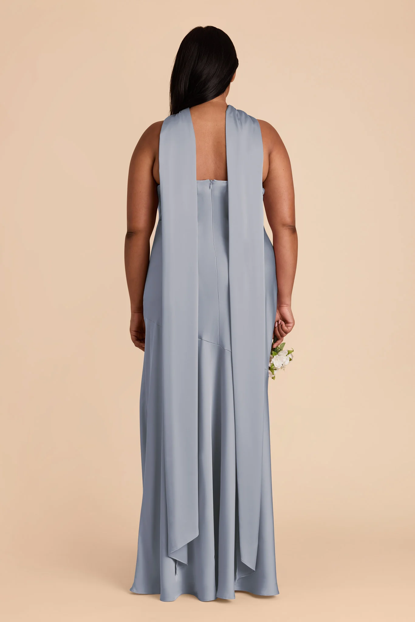 Eileen Matte Satin Dress - Dusty Blue - Image 9
