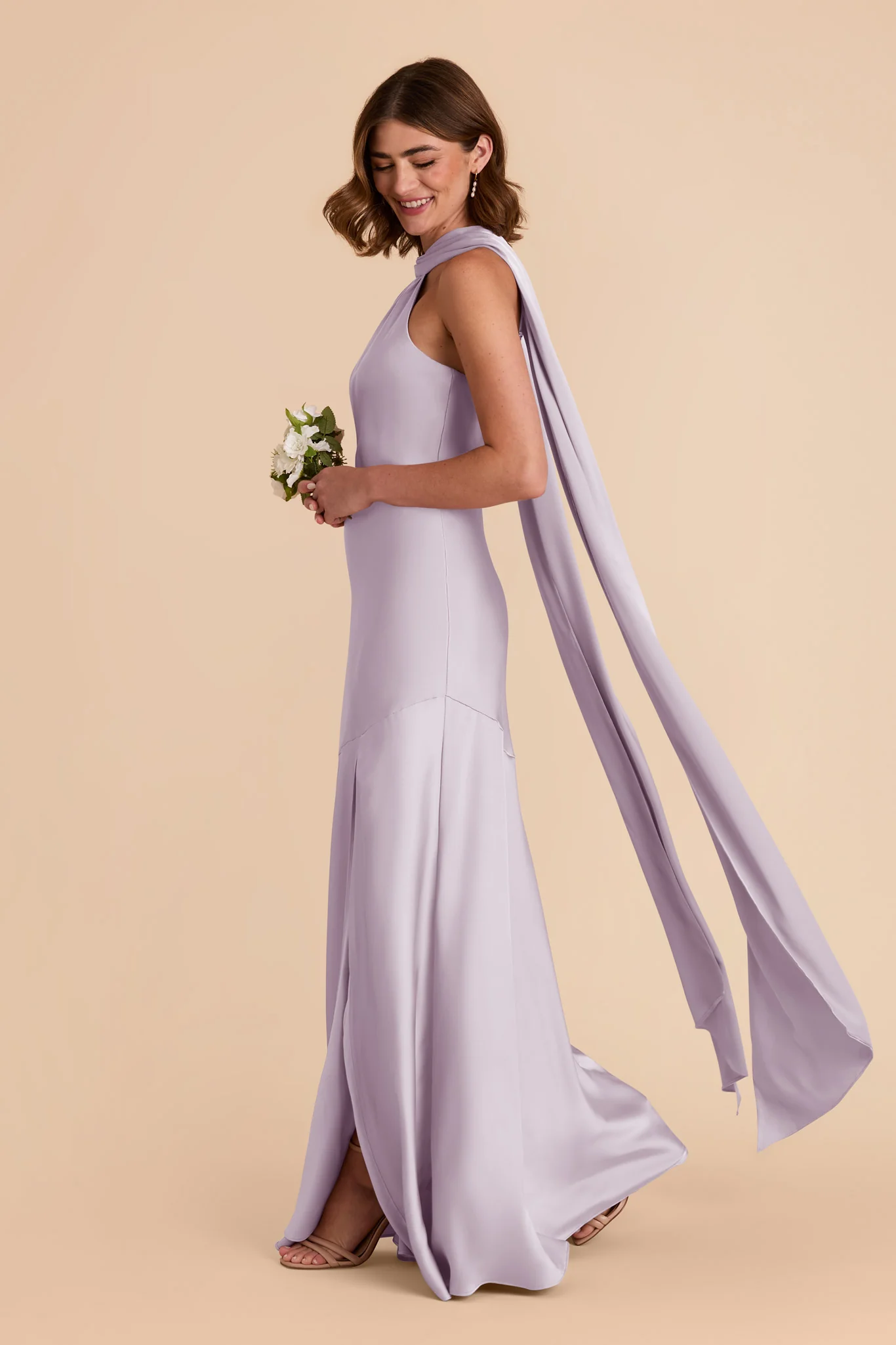 Eileen Matte Satin Dress - Dusty Lilac