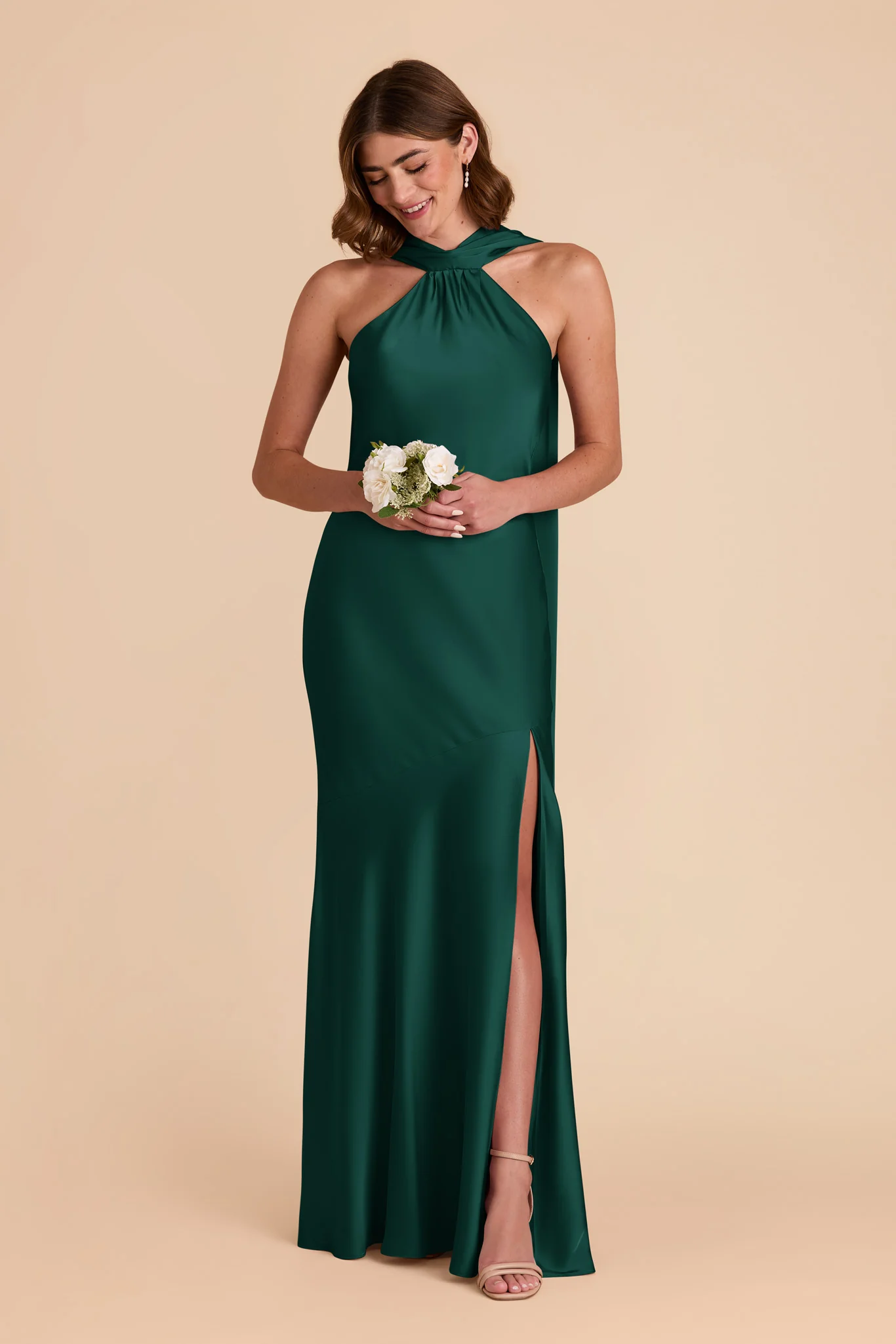 Eileen Matte Satin Dress - Emerald - Image 3
