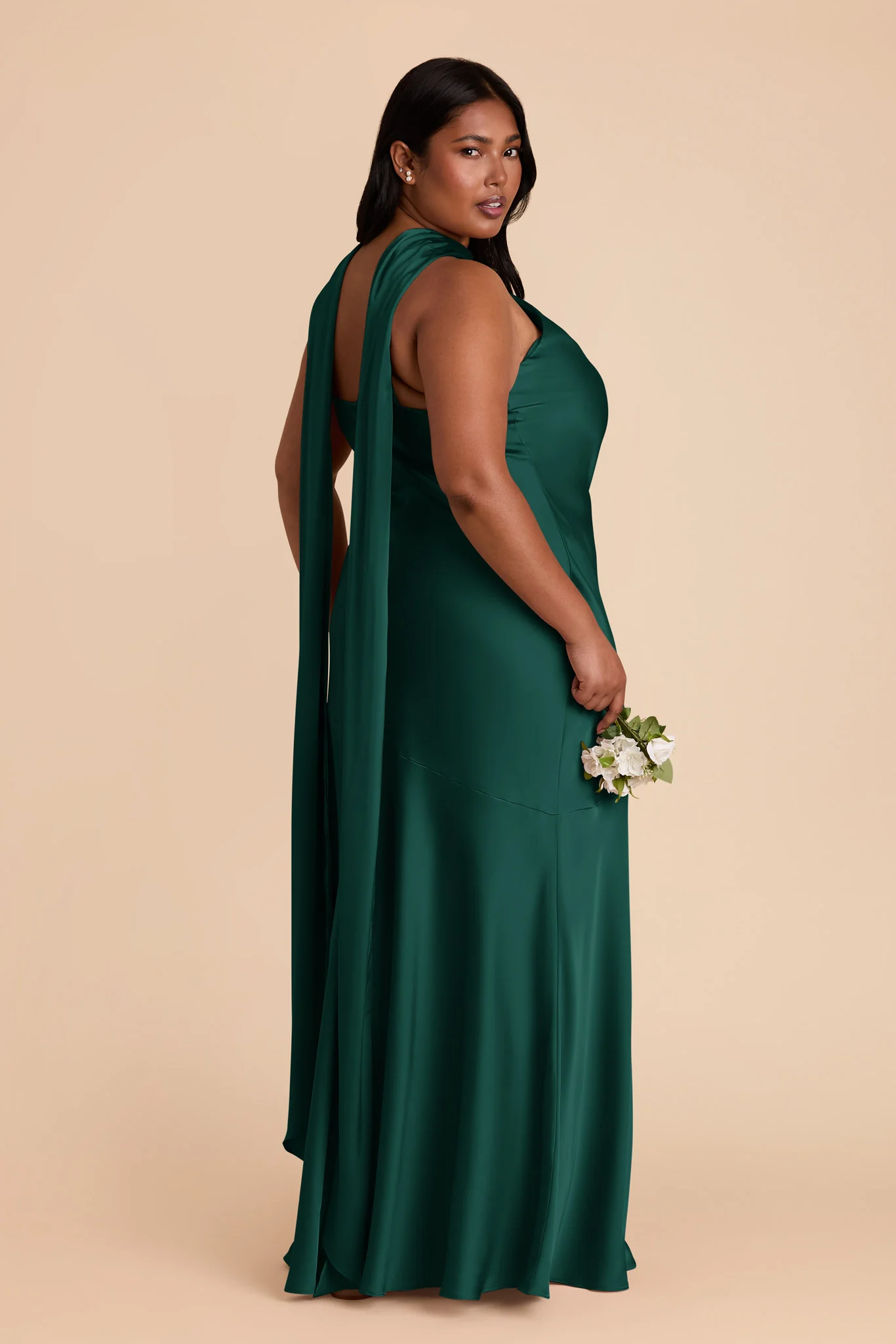 Eileen Matte Satin Dress - Emerald - Image 8