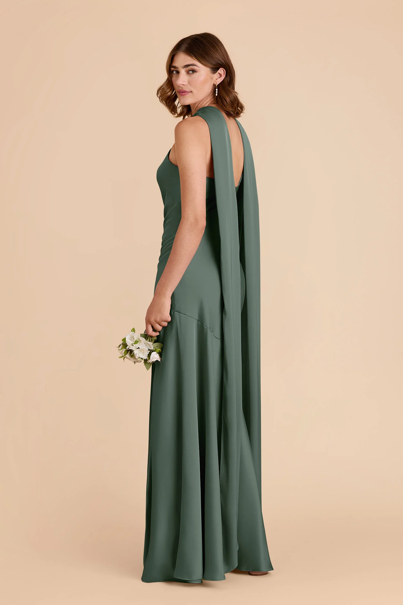 Eileen Matte Satin Dress - Eucalyptus - Image 4