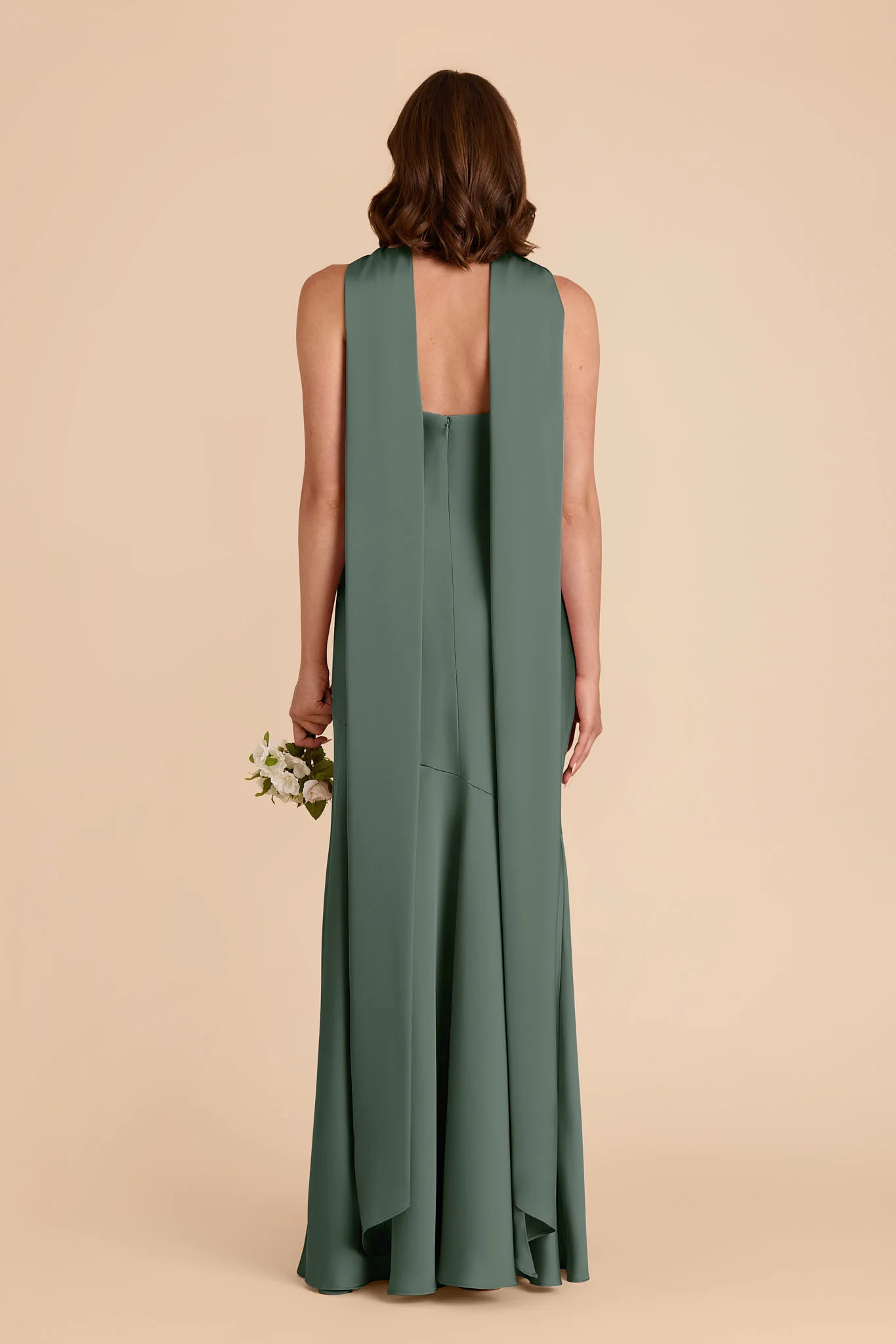 Eileen Matte Satin Dress - Eucalyptus - Image 5