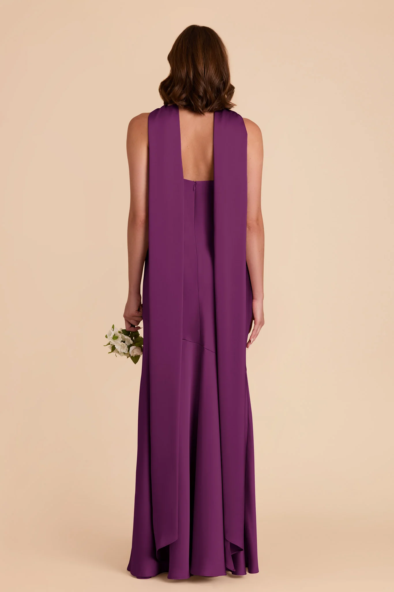 Eileen Matte Satin Dress - Fig - Image 6