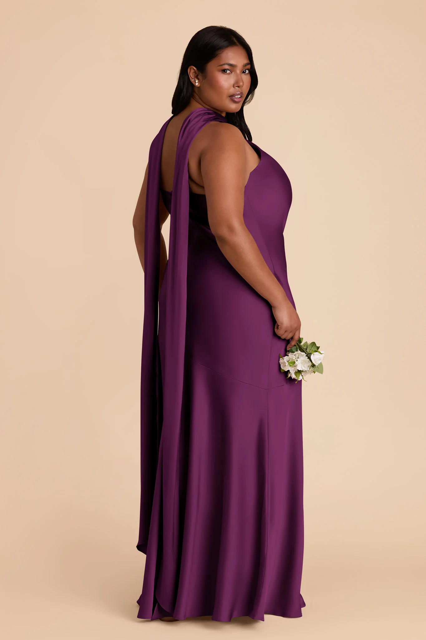 Eileen Matte Satin Dress - Fig - Image 8