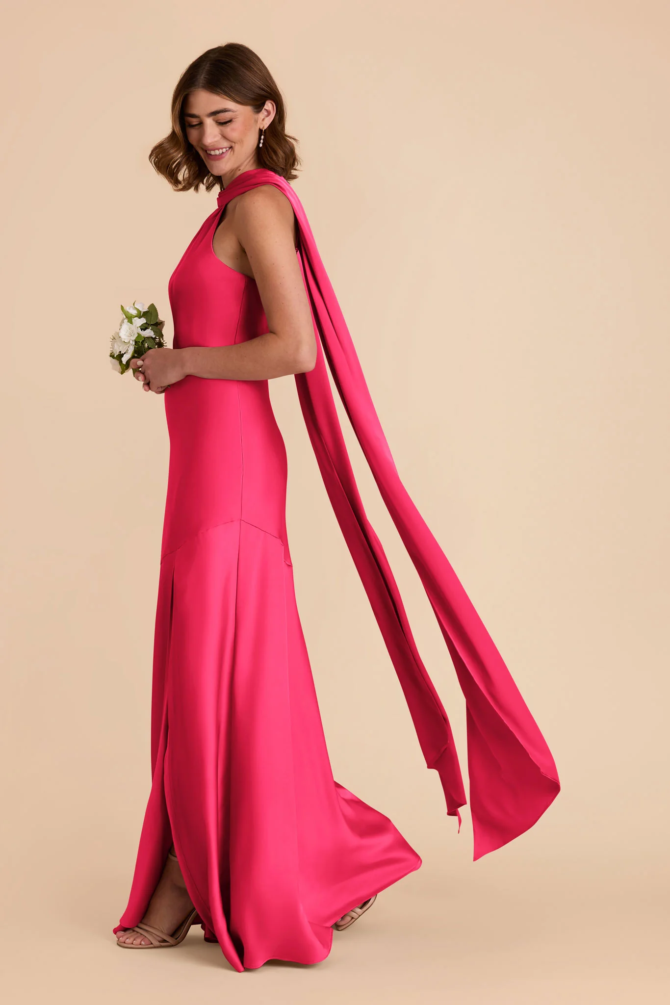 Eileen Matte Satin Dress - Fuchsia - Image 4