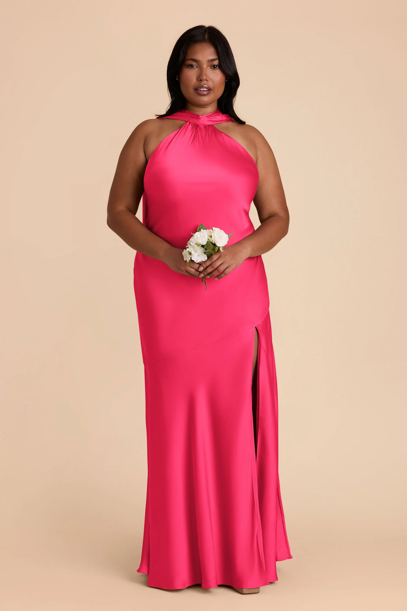 Eileen Matte Satin Dress - Fuchsia - Image 7