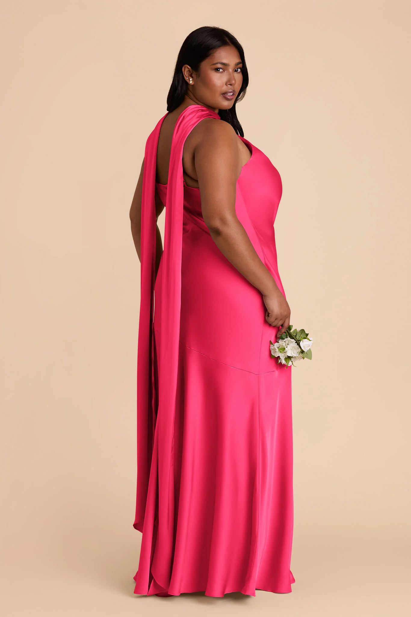 Eileen Matte Satin Dress - Fuchsia - Image 8