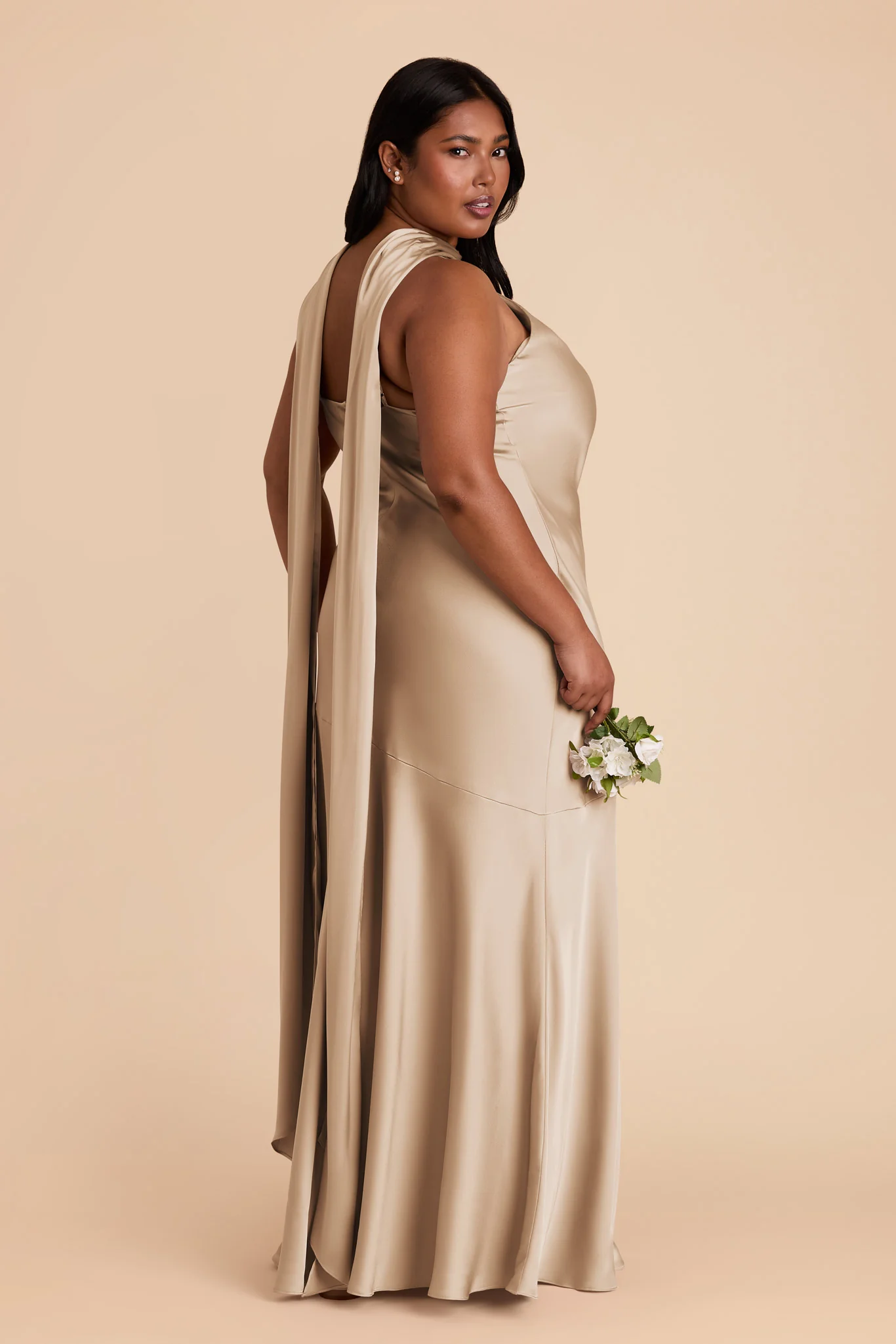 Eileen Matte Satin Dress - Gold - Image 8
