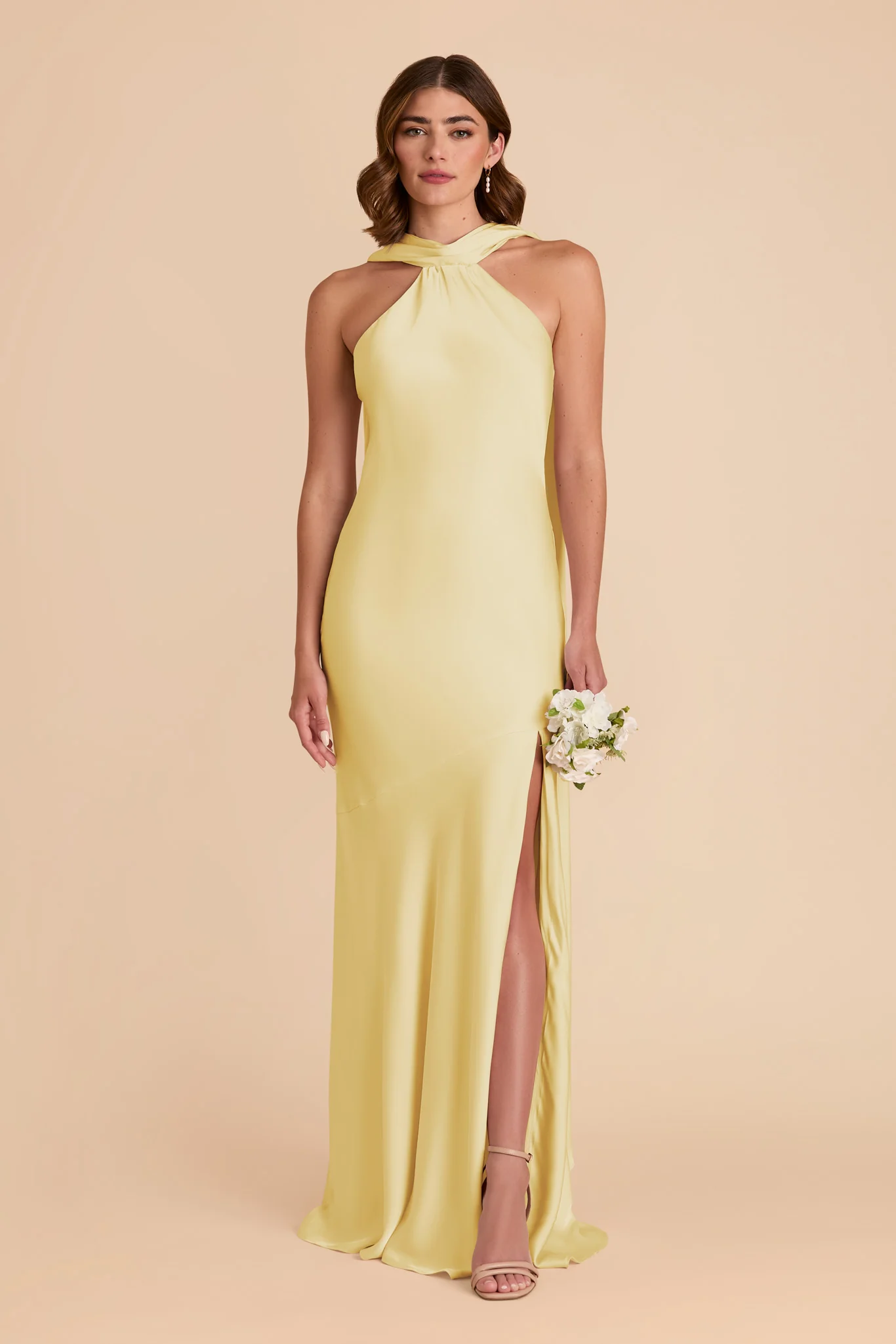 Eileen Matte Satin Dress - Lemon Sorbet - Image 4