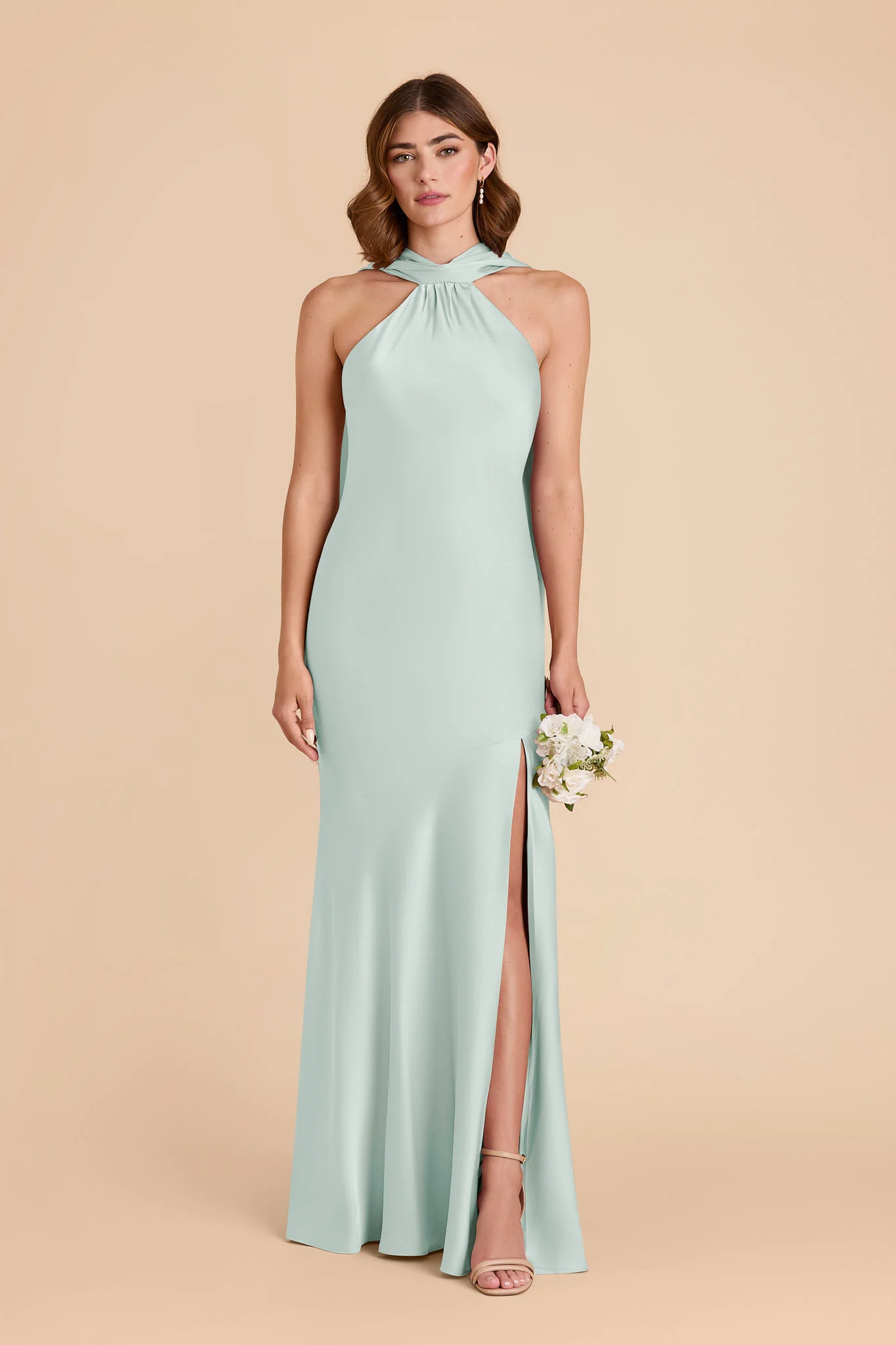 Eileen Matte Satin Dress - Mint