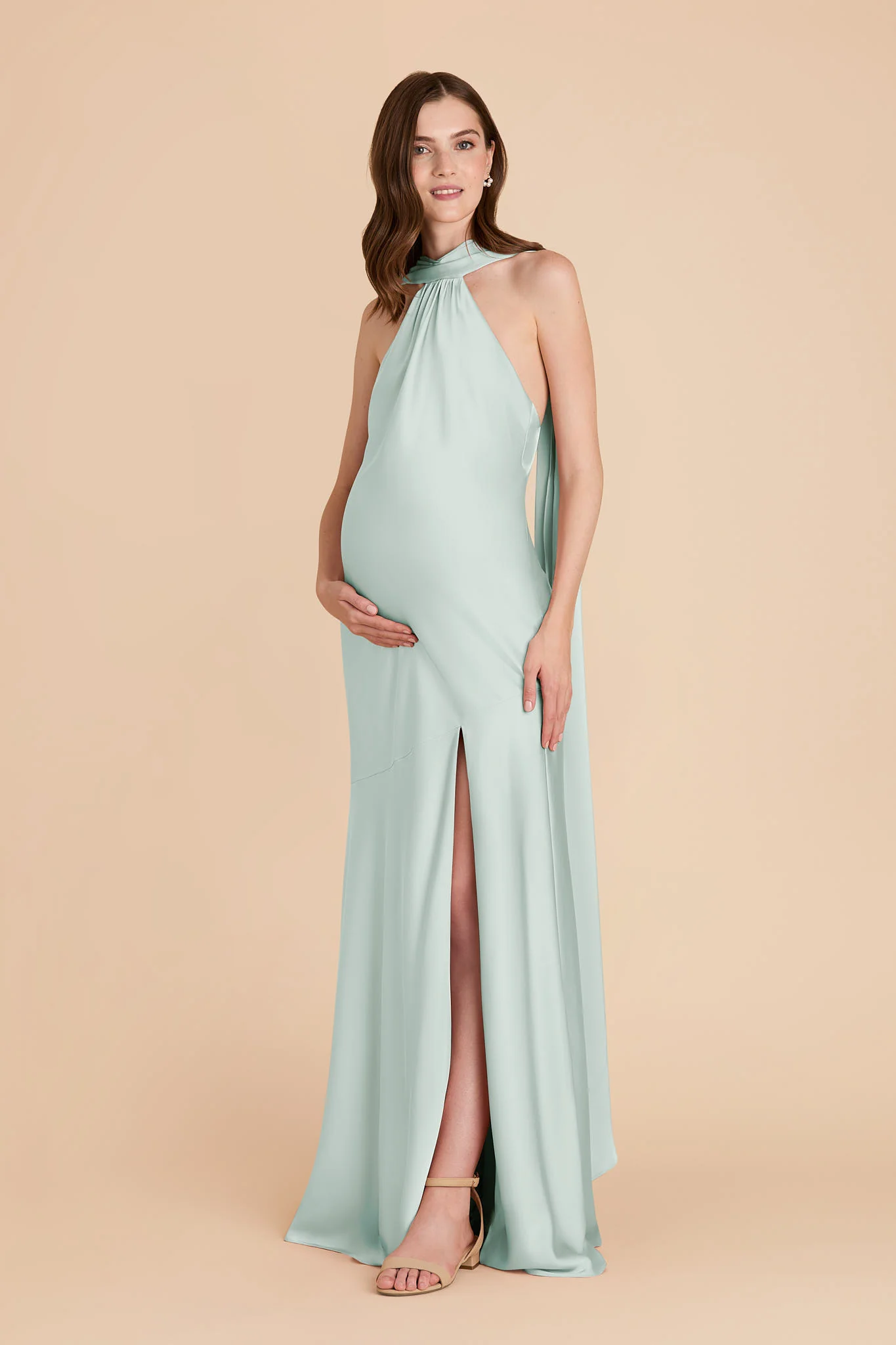 Eileen Matte Satin Dress - Mint - Image 10