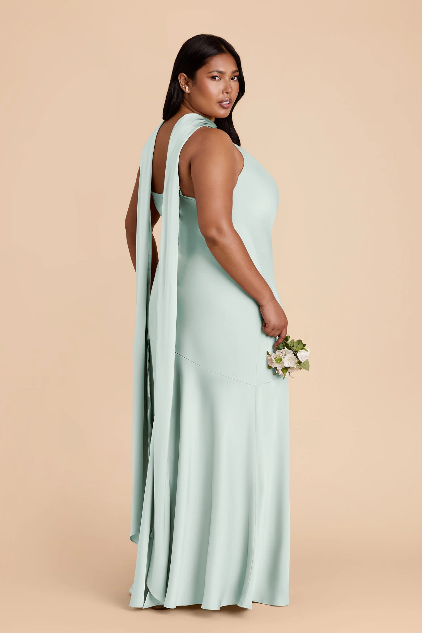Eileen Matte Satin Dress - Mint - Image 11