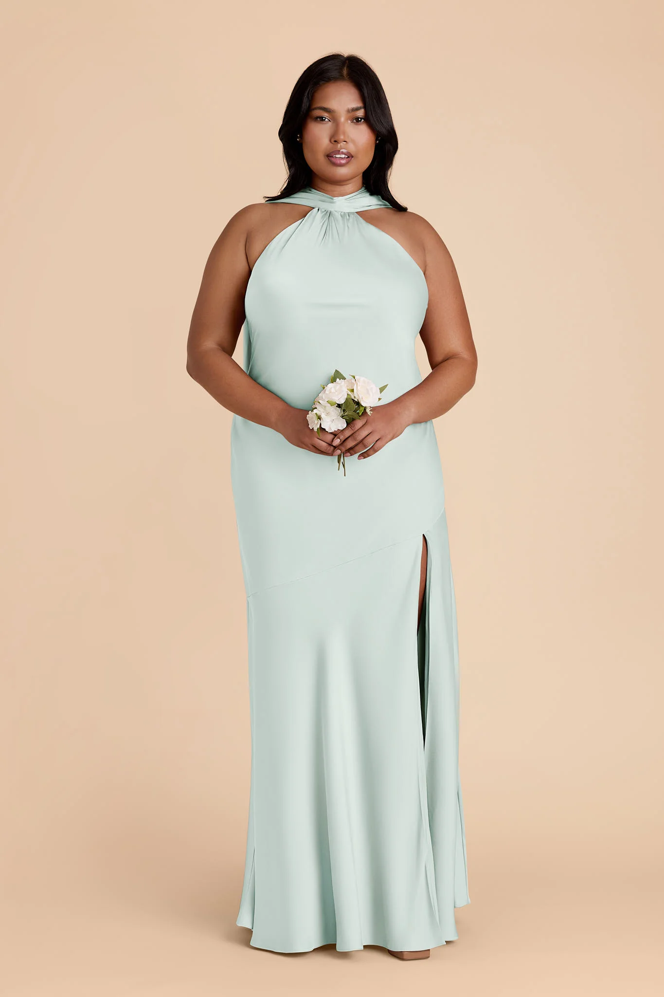 Eileen Matte Satin Dress - Mint - Image 12