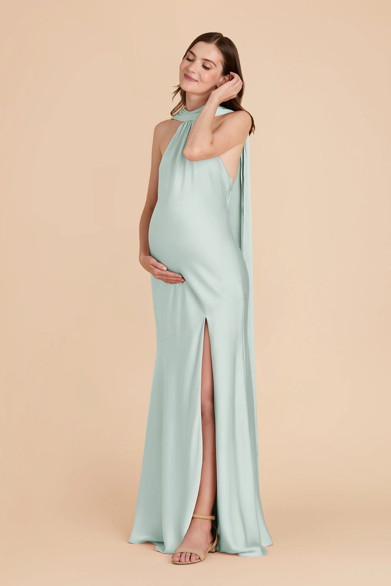 Eileen Matte Satin Dress - Mint - Image 2