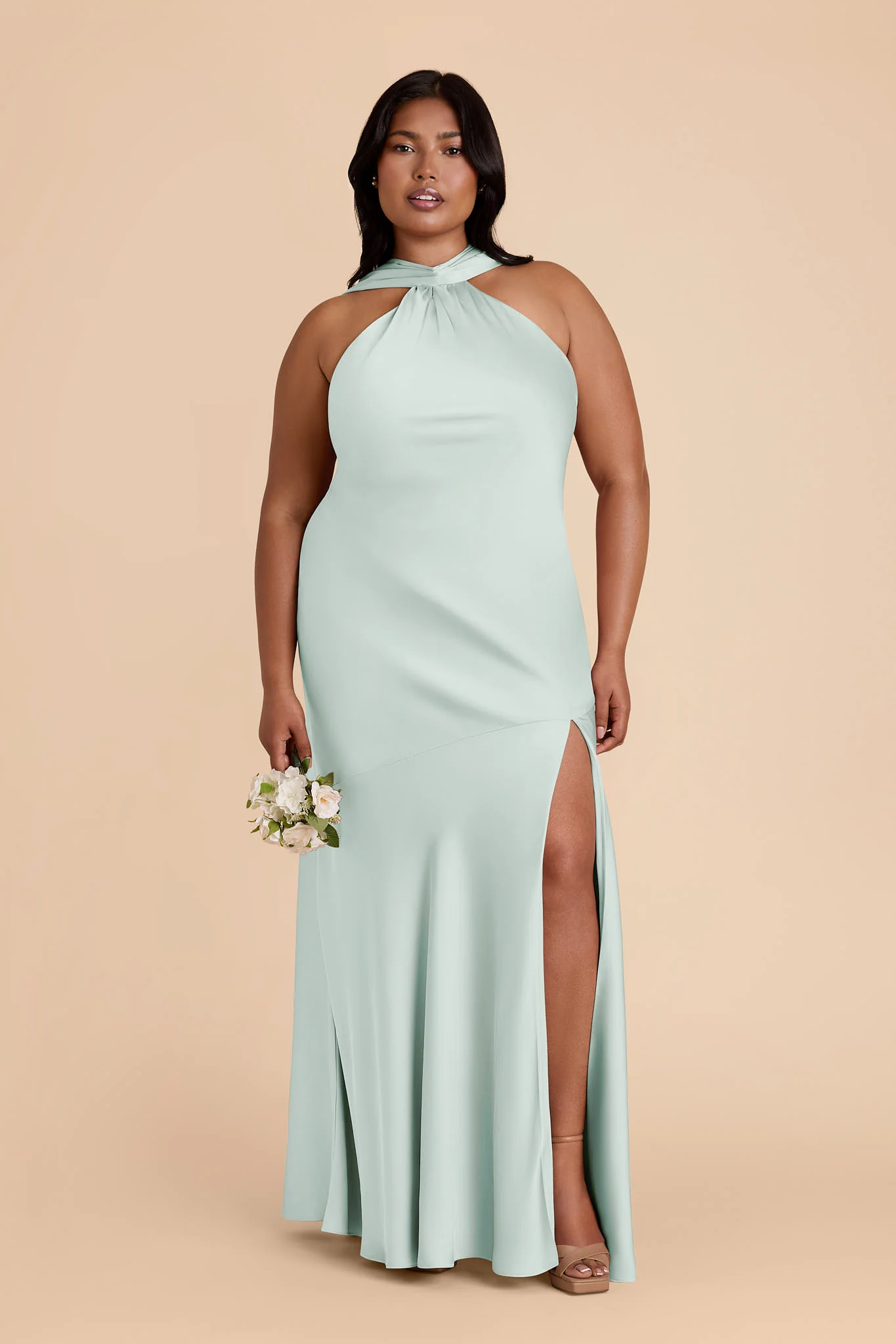 Eileen Matte Satin Dress - Mint - Image 3