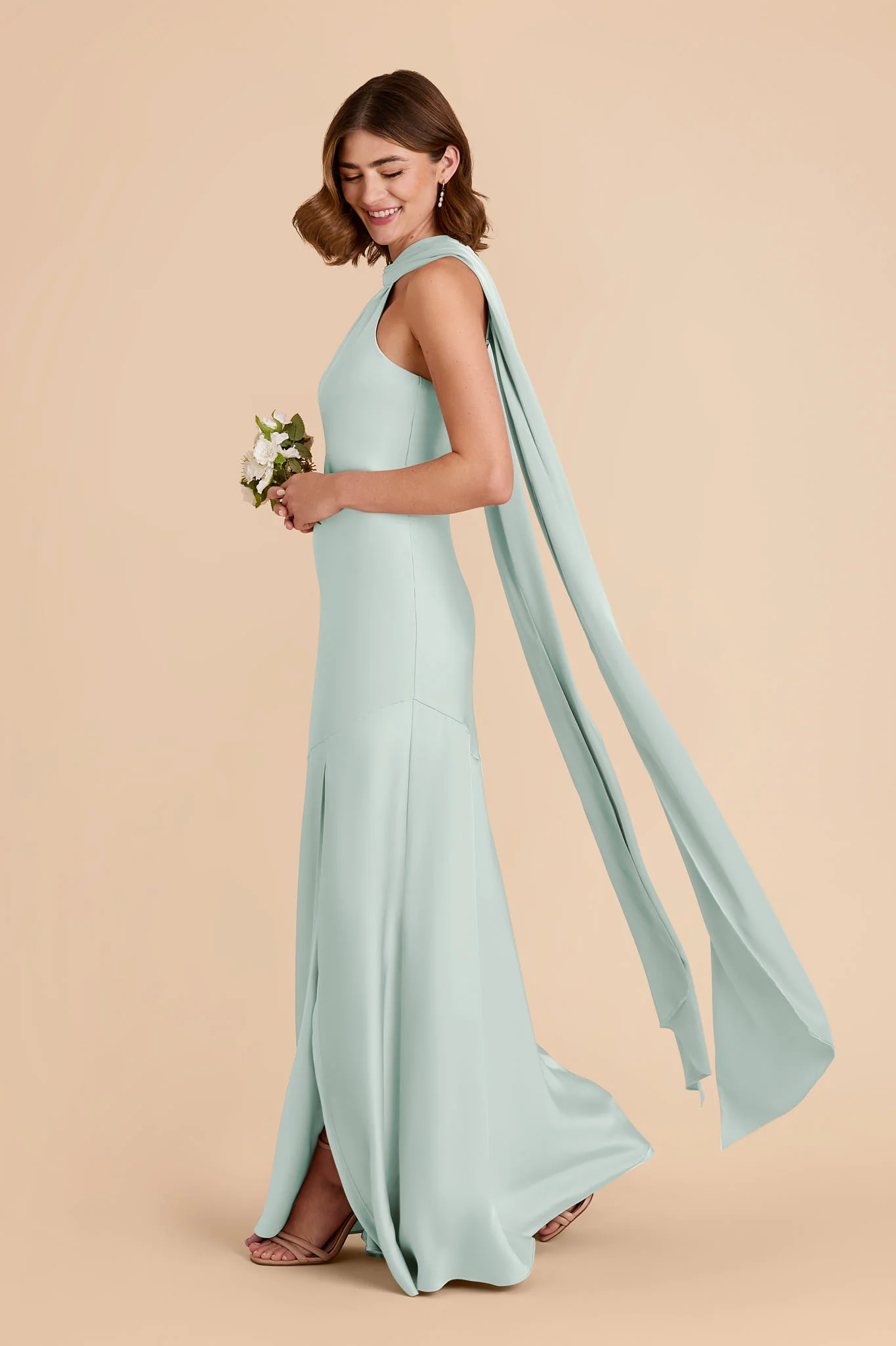 Eileen Matte Satin Dress - Mint - Image 5