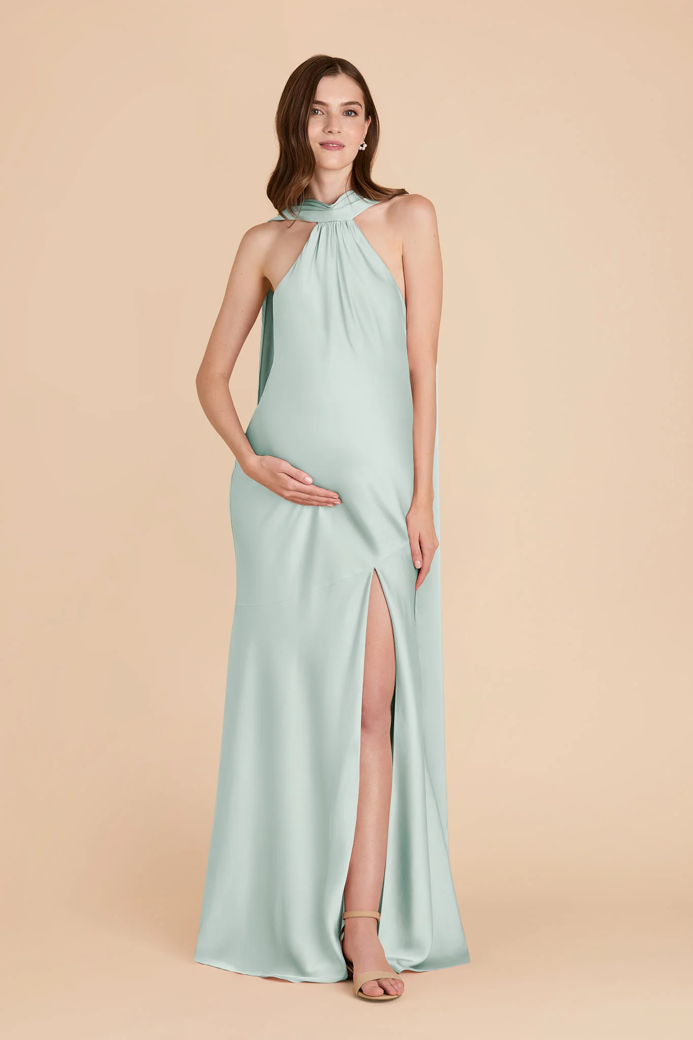 Eileen Matte Satin Dress - Mint - Image 9
