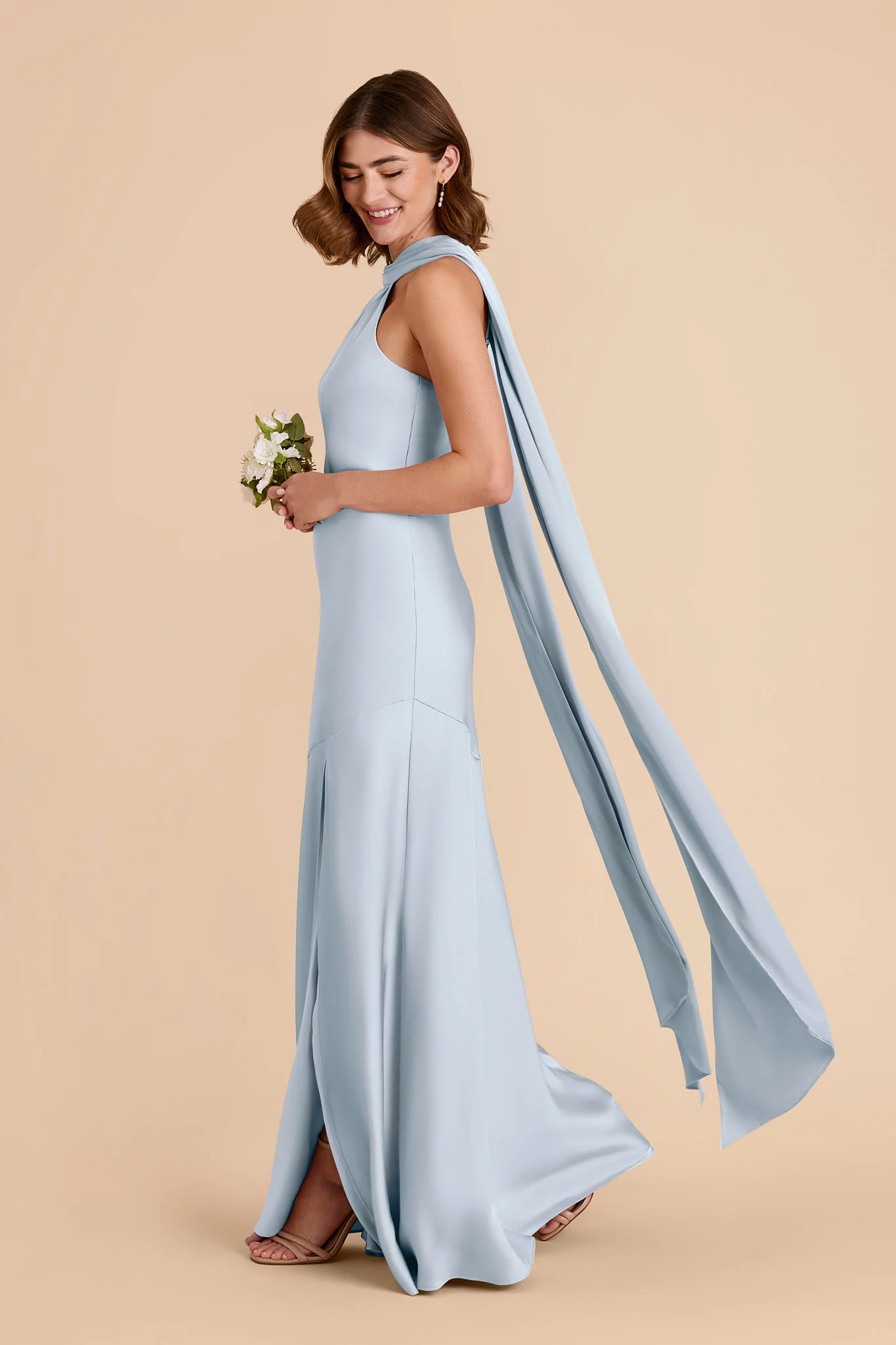 Eileen Matte Satin Dress - Mist Blue - Image 5