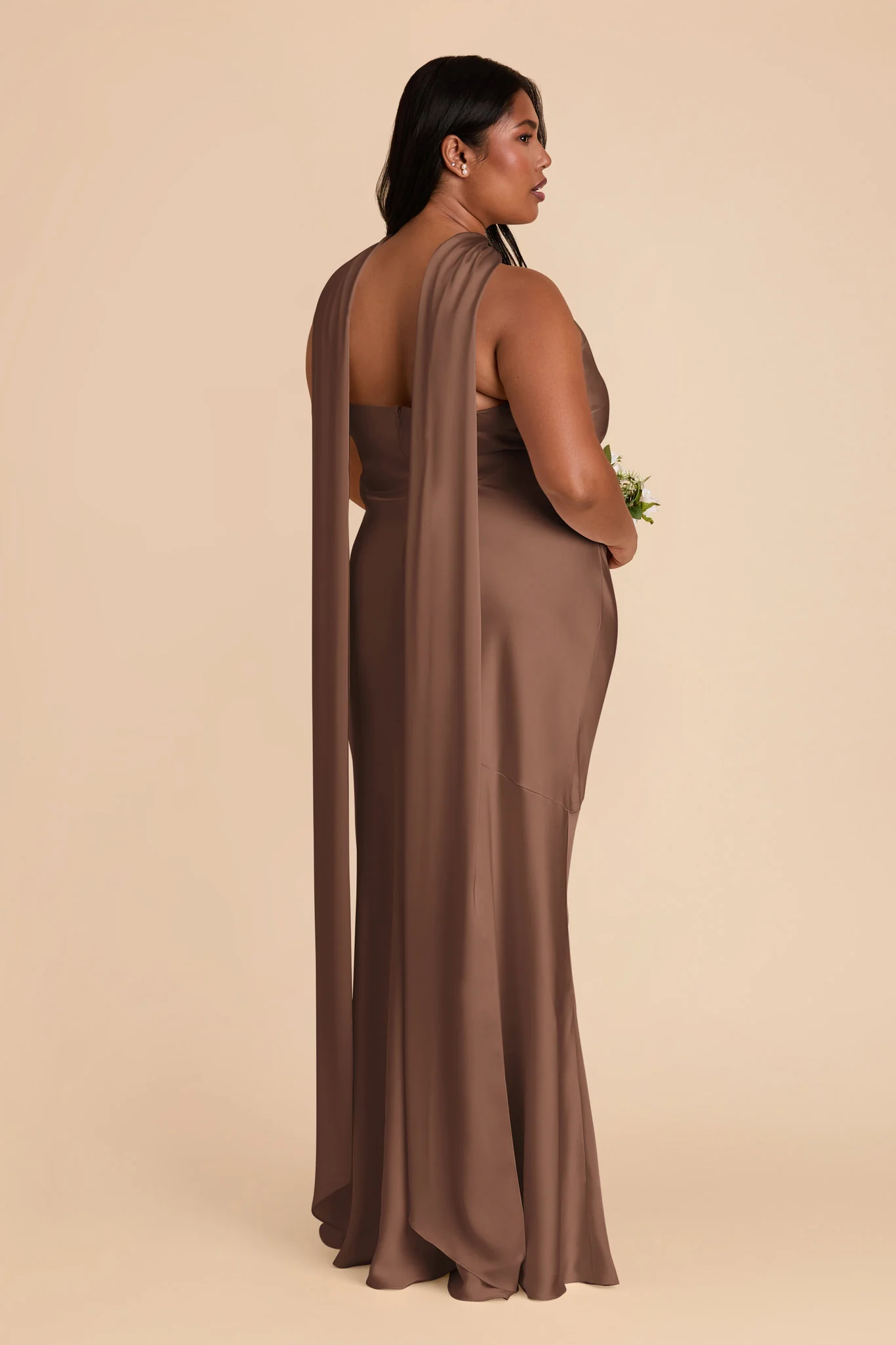 Eileen Matte Satin Dress - Mocha - Image 9