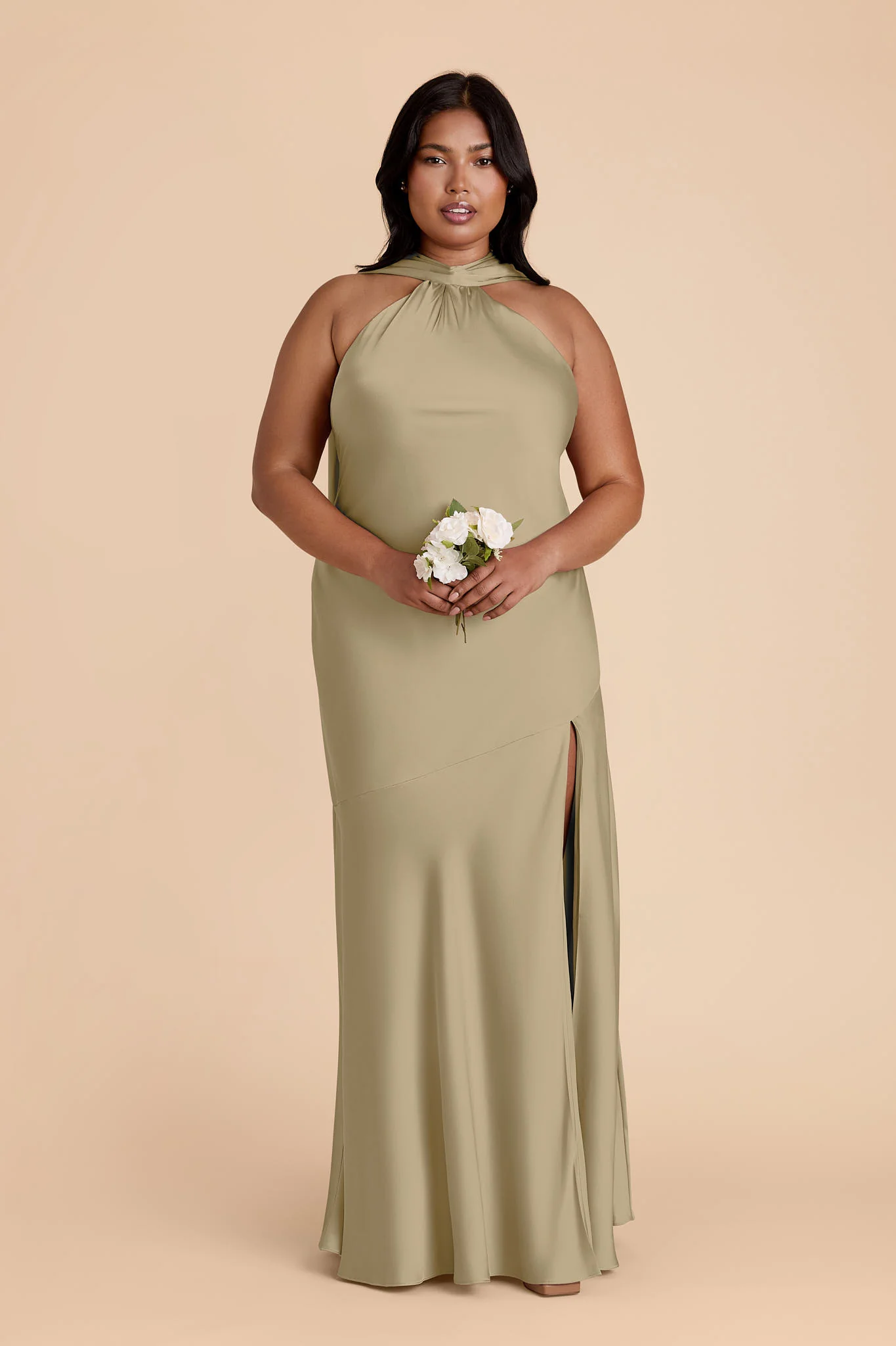 Eileen Matte Satin Dress - Moss Green - Image 2