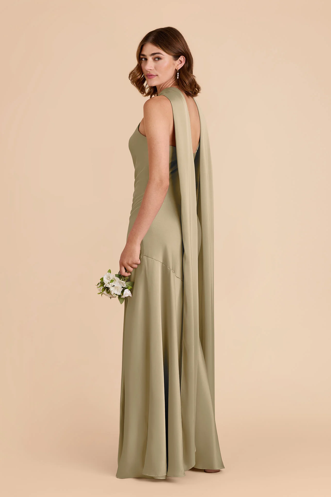 Eileen Matte Satin Dress - Moss Green - Image 4