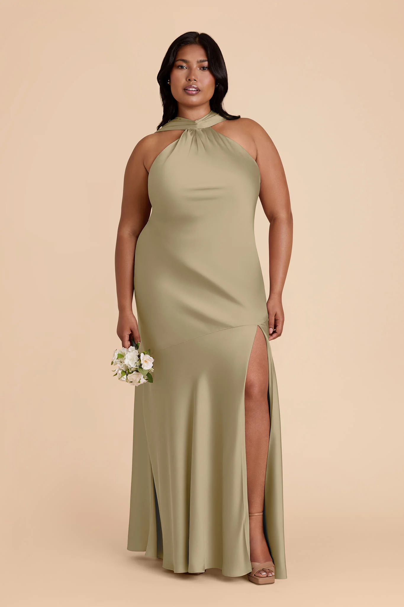 Eileen Matte Satin Dress - Moss Green - Image 6