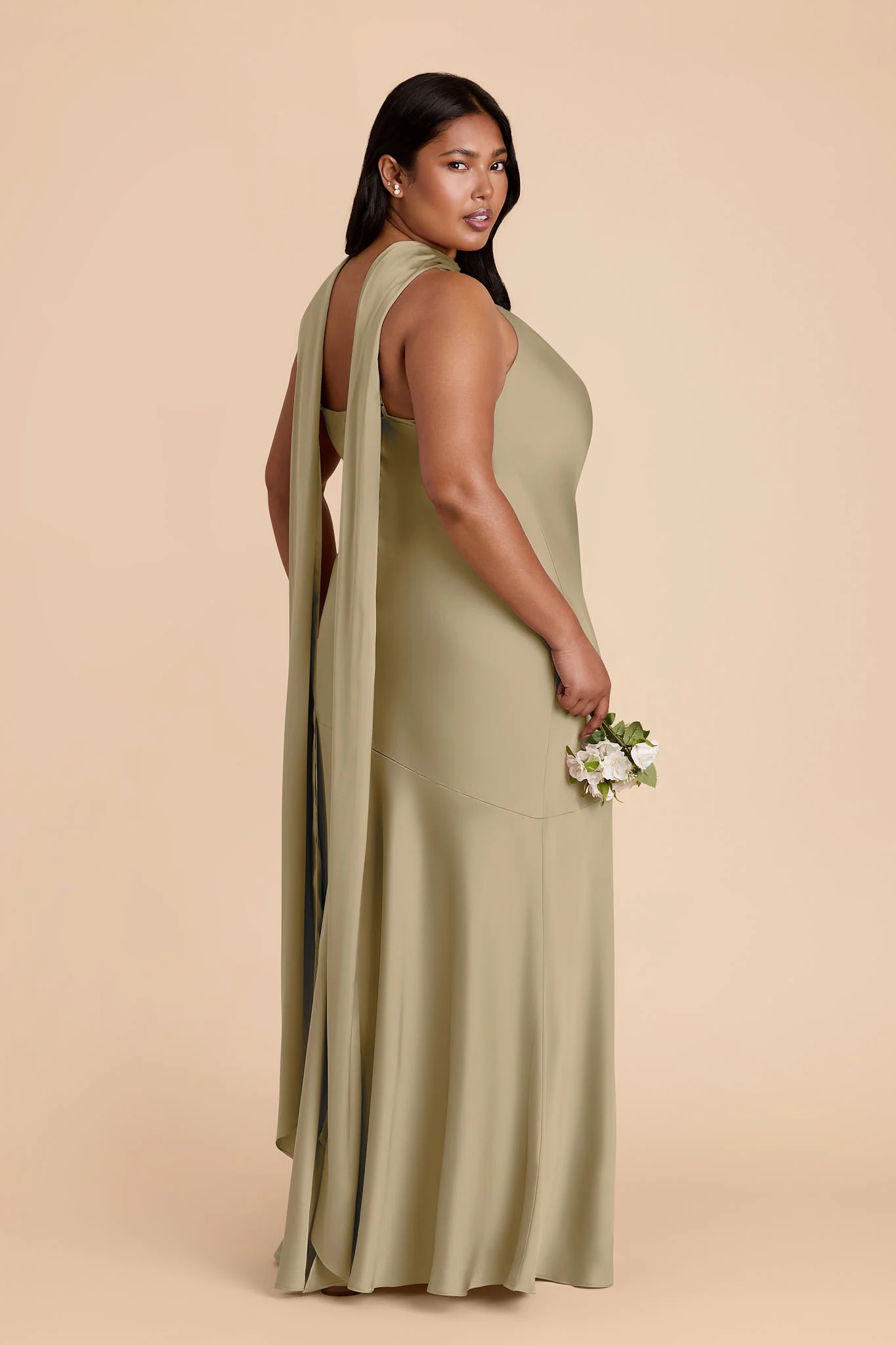 Eileen Matte Satin Dress - Moss Green - Image 7