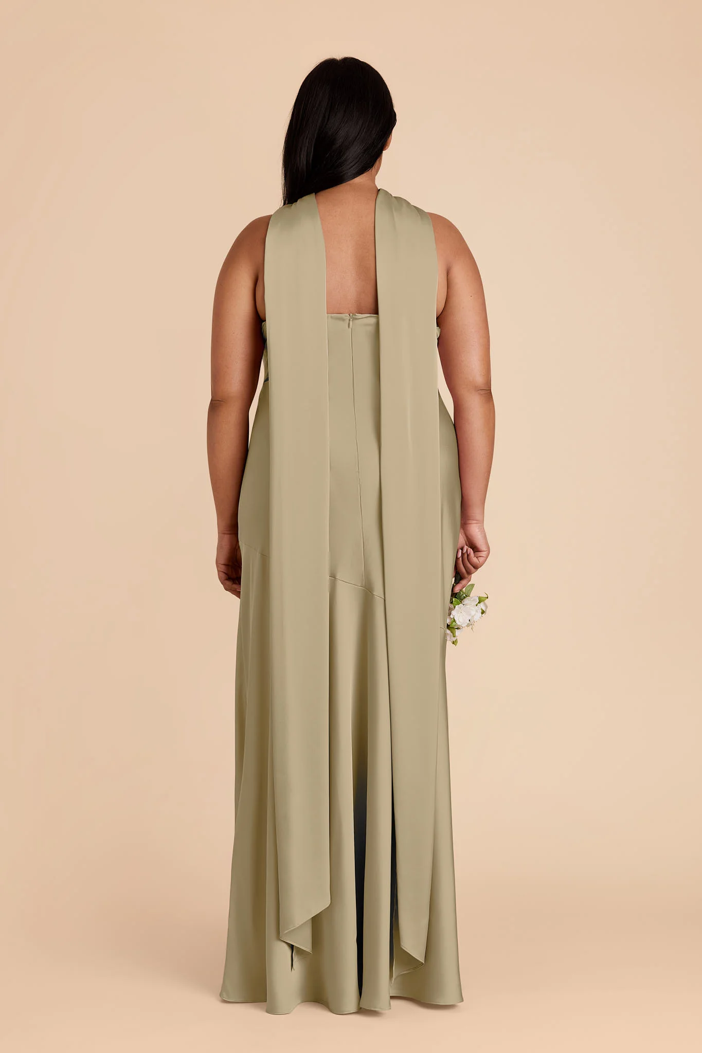 Eileen Matte Satin Dress - Moss Green - Image 8